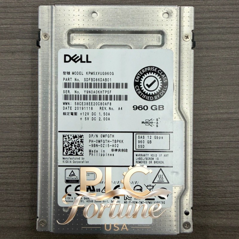 New DELL 0WFGTH WFGTH KPM5XVUG960G 960GB 2.5" SAS 12G MU SSD Solid State Drive