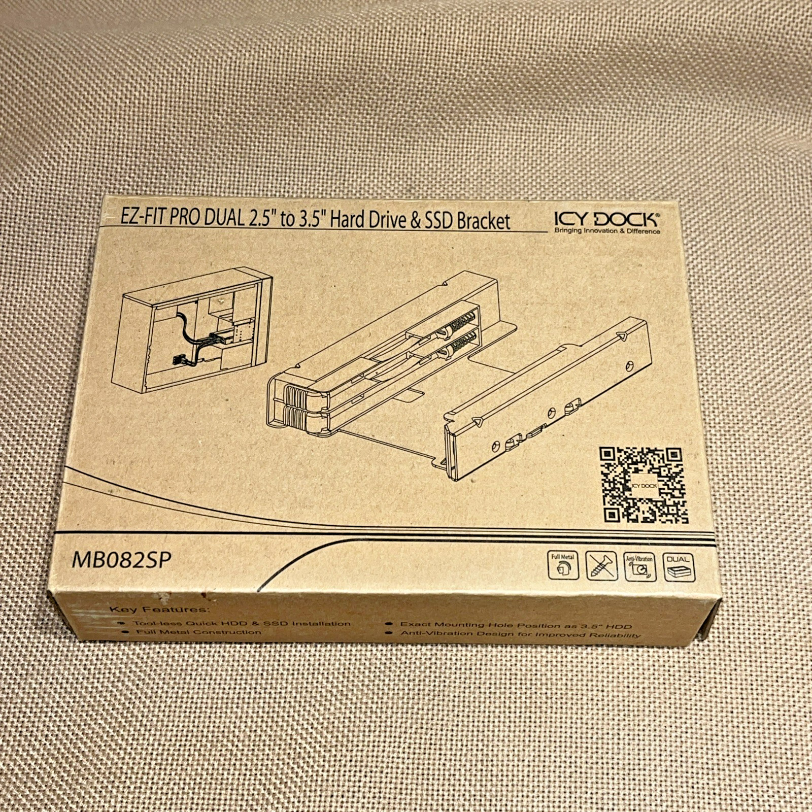 ICY Dock MB082SP EZ-FIT PRO Dual 2.5" SSD Metal Hot Swap Bracket NEW IN BOX