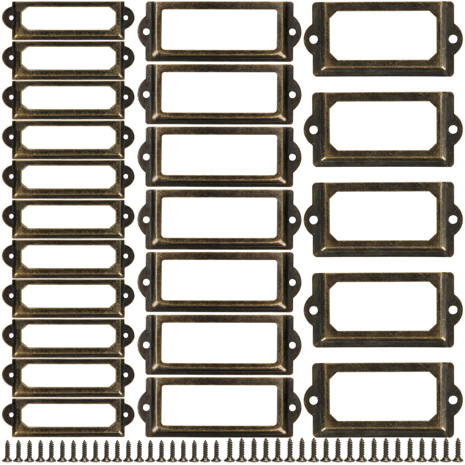 60 Pcs Metal Office Library File Drawer Tag Label Holder for Office Drawers