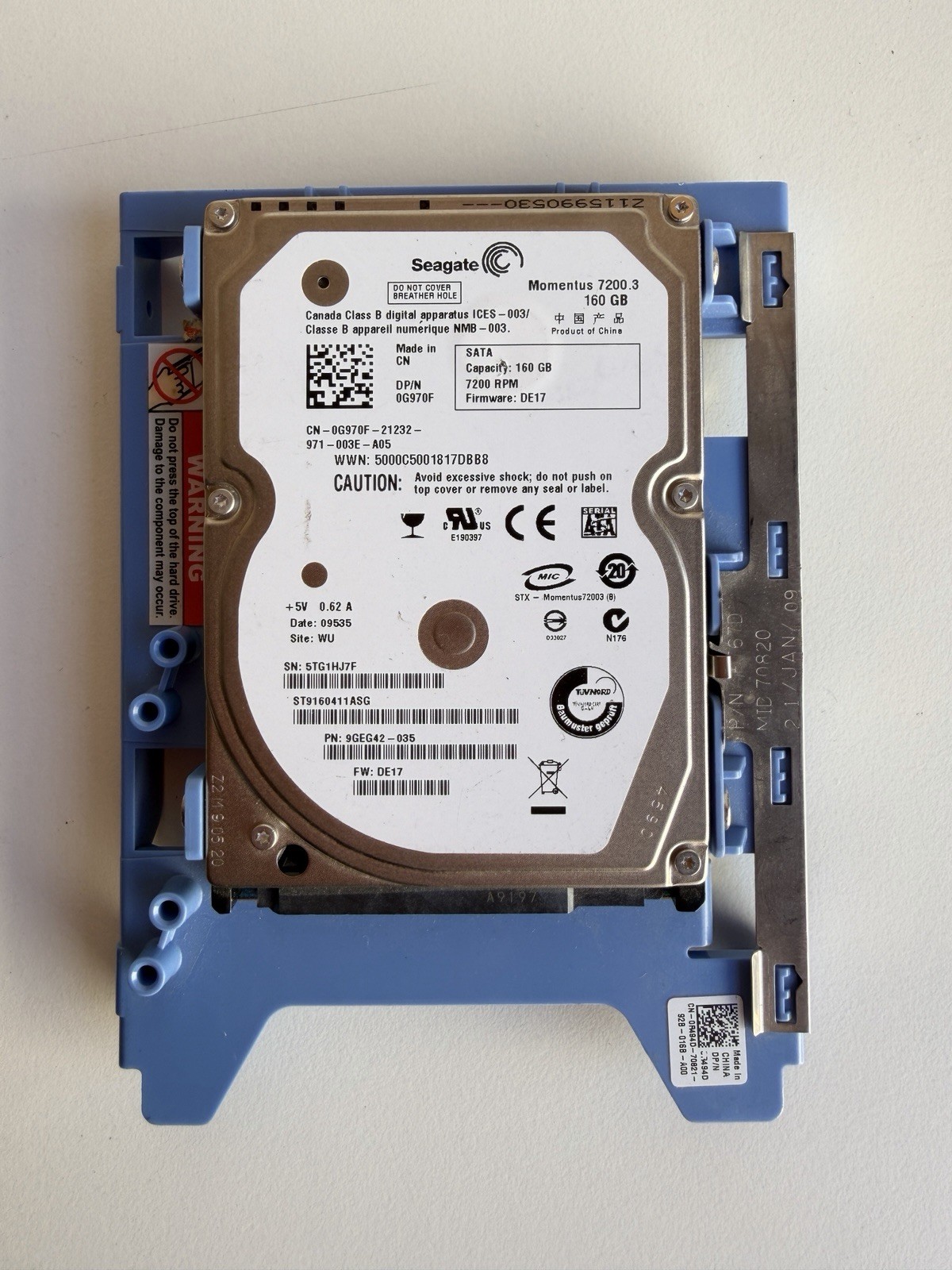 Lot of 2 Seagate 2.5” SATA Internal Hard Drives with Dell HDD Caddies