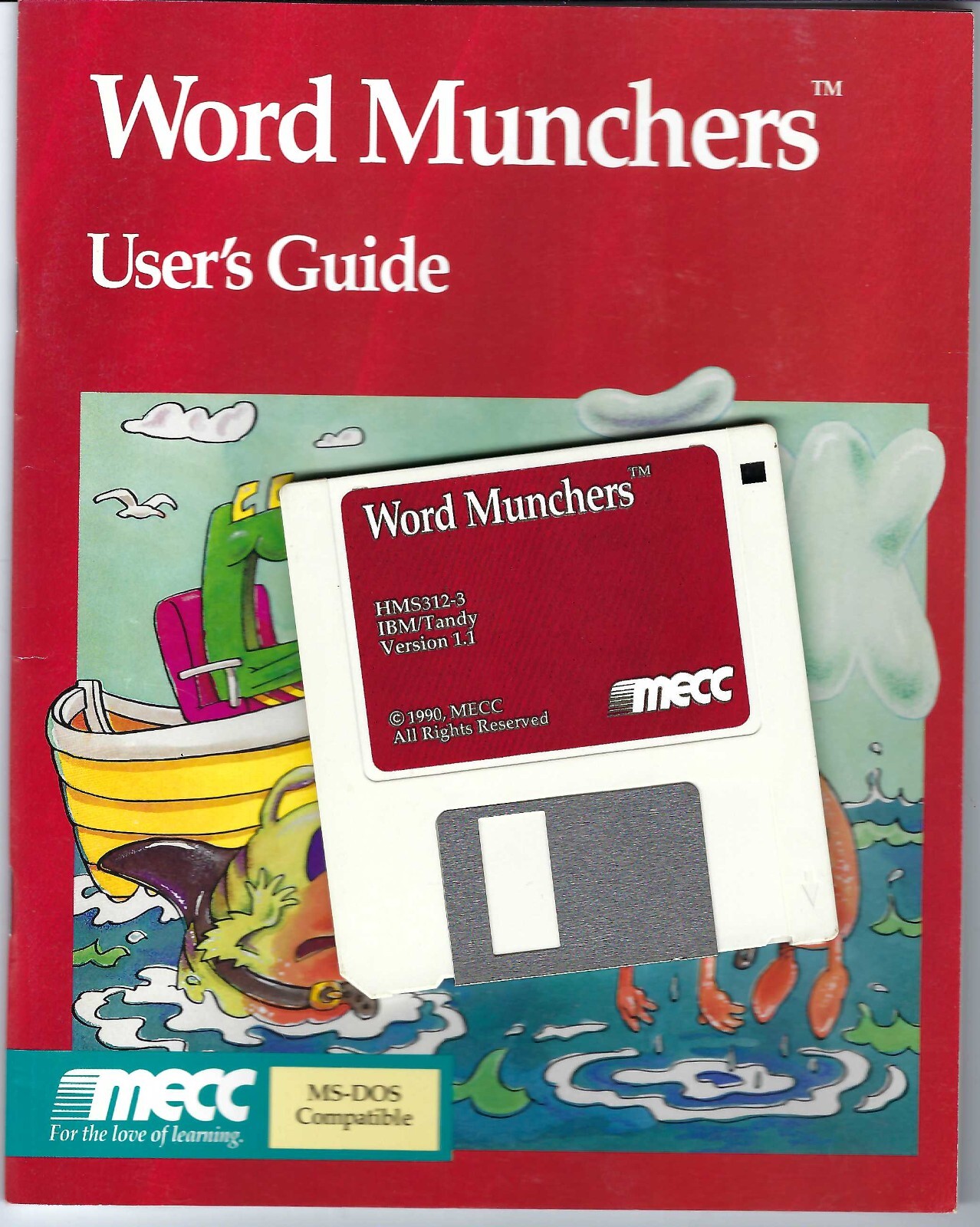 ITHistory SOFTWARE IBM (1990)  WORD MUNCHERS (MECC)   3.5" ) W/Manual OF