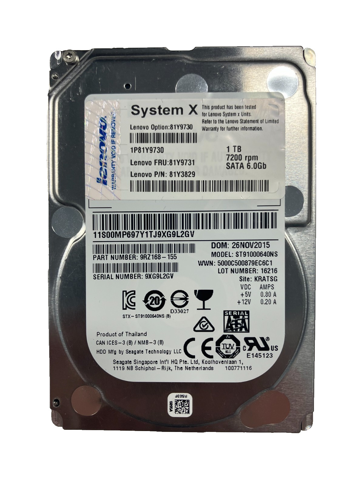 LENOVO 81Y9731 HDD 1TB SATA 6Gb/s 2.5" ST91000640NS 512 b/s