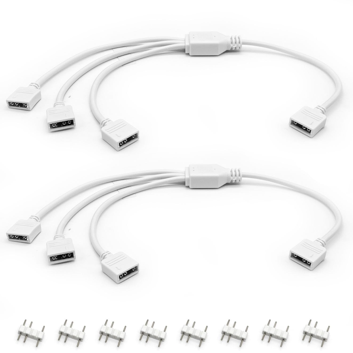 2PCS White ARGB Spliter Cables, 5V 3-Pin Addressable RGB 1-to-3 Y Spliter Cab...