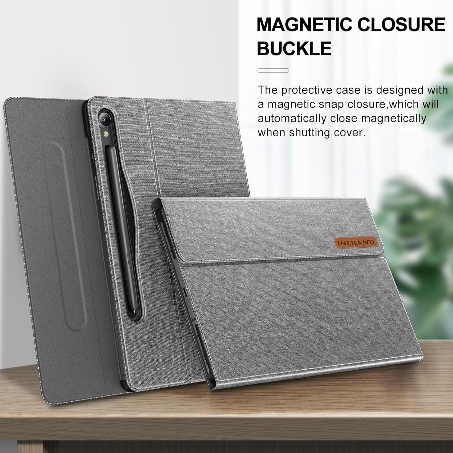 INFILAND Case for Samsung Galaxy Tab S10 FE/ S9 FE 5G 10.9 Inch/Tab 02-Gray 