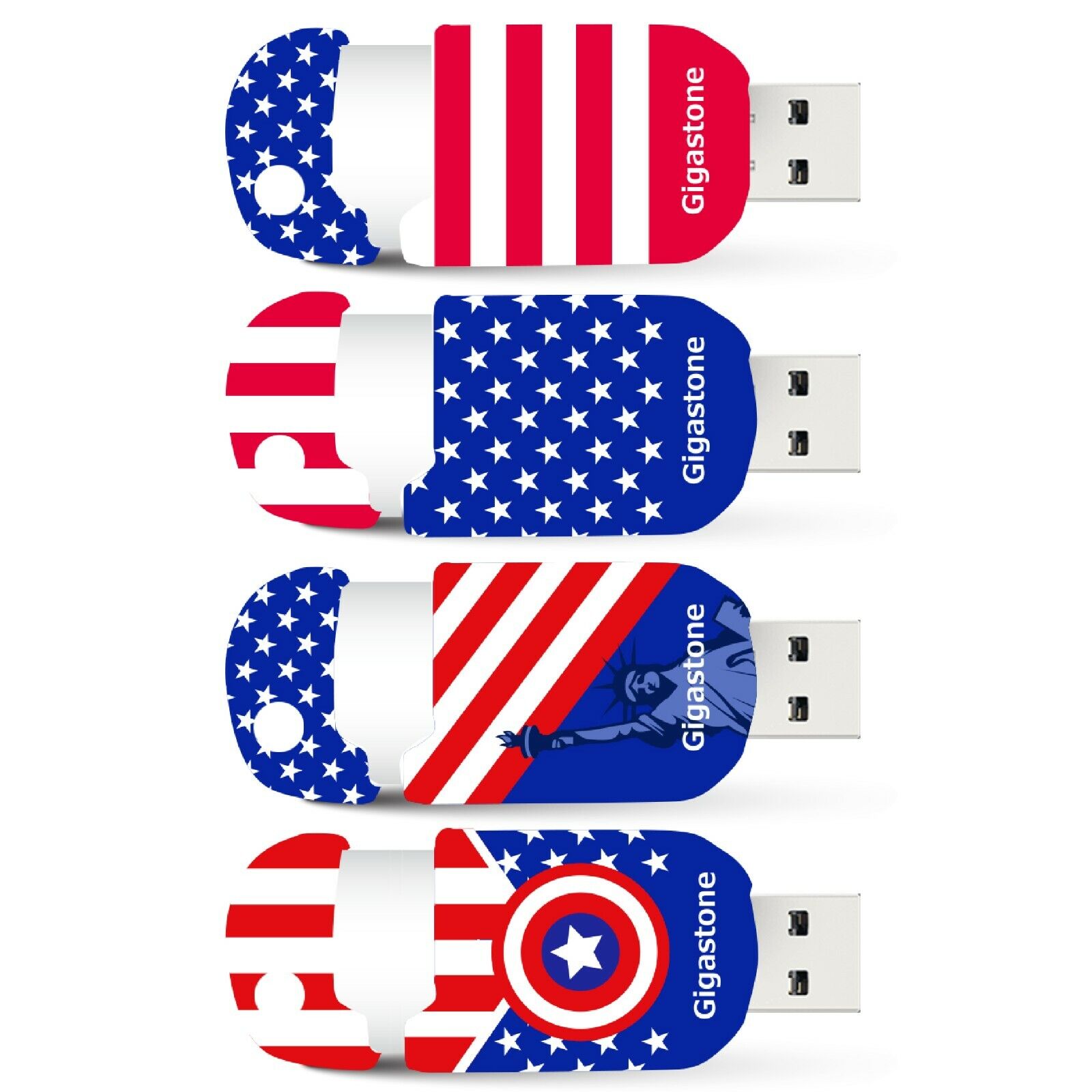 Gigastone 32GB (4-Pack) USB 2.0 Flash Drive American Patriot Style Retractable