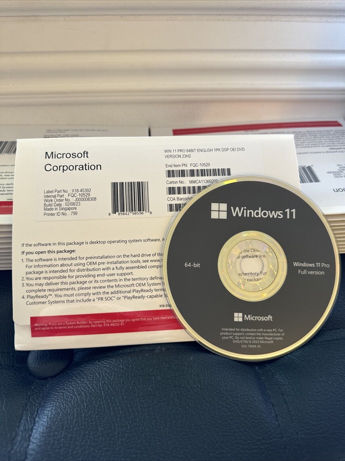 Genuine Microsoft Windows 11 Pro 64 BIT  DVD Fresh Install & Product Key New