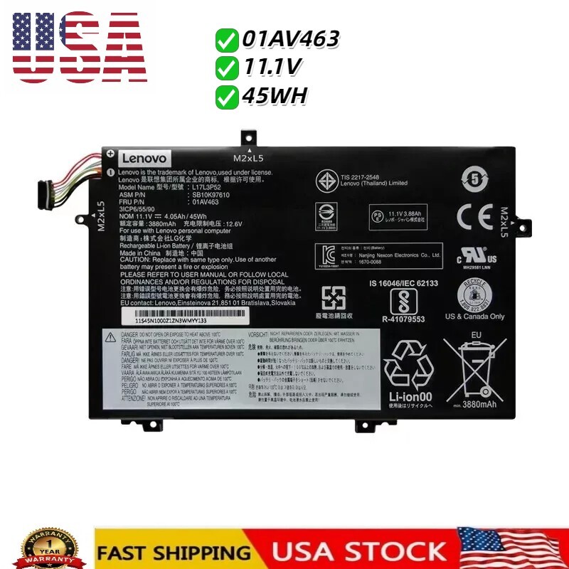 NEW Genuine 01AV463 L17L3P52 L17M3P53 Battery for Lenovo ThinkPad L480 L490 L580
