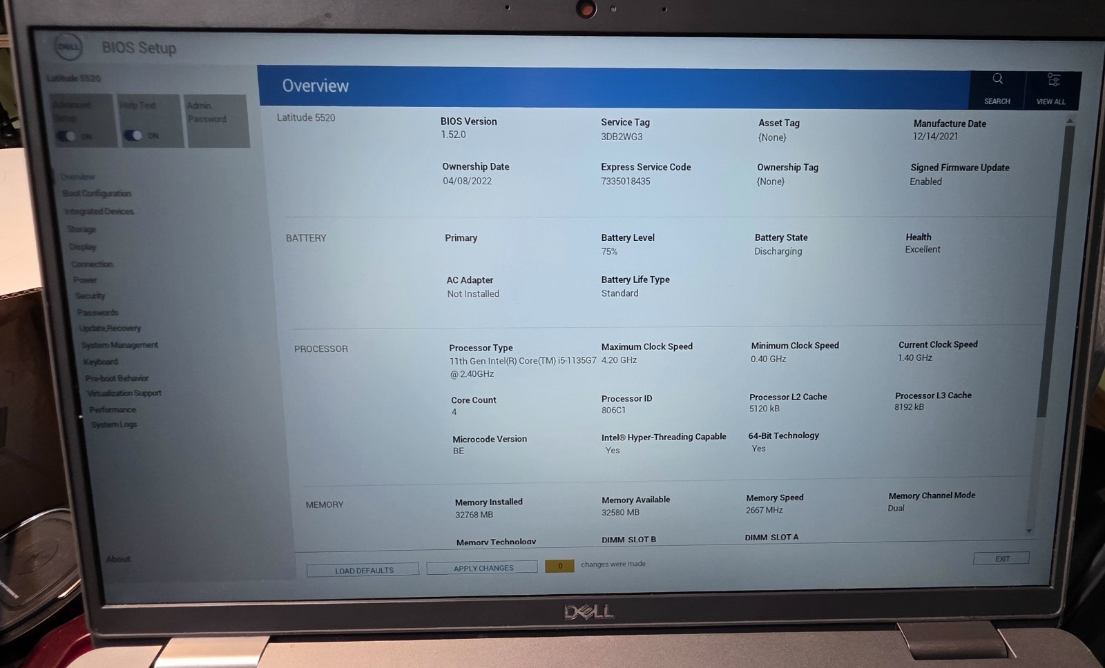 Dell Latitude 5520 15.6'' Intel Core i5-1135G7 2.4GHz, 512GB SSD, 32GB RAM, W11P