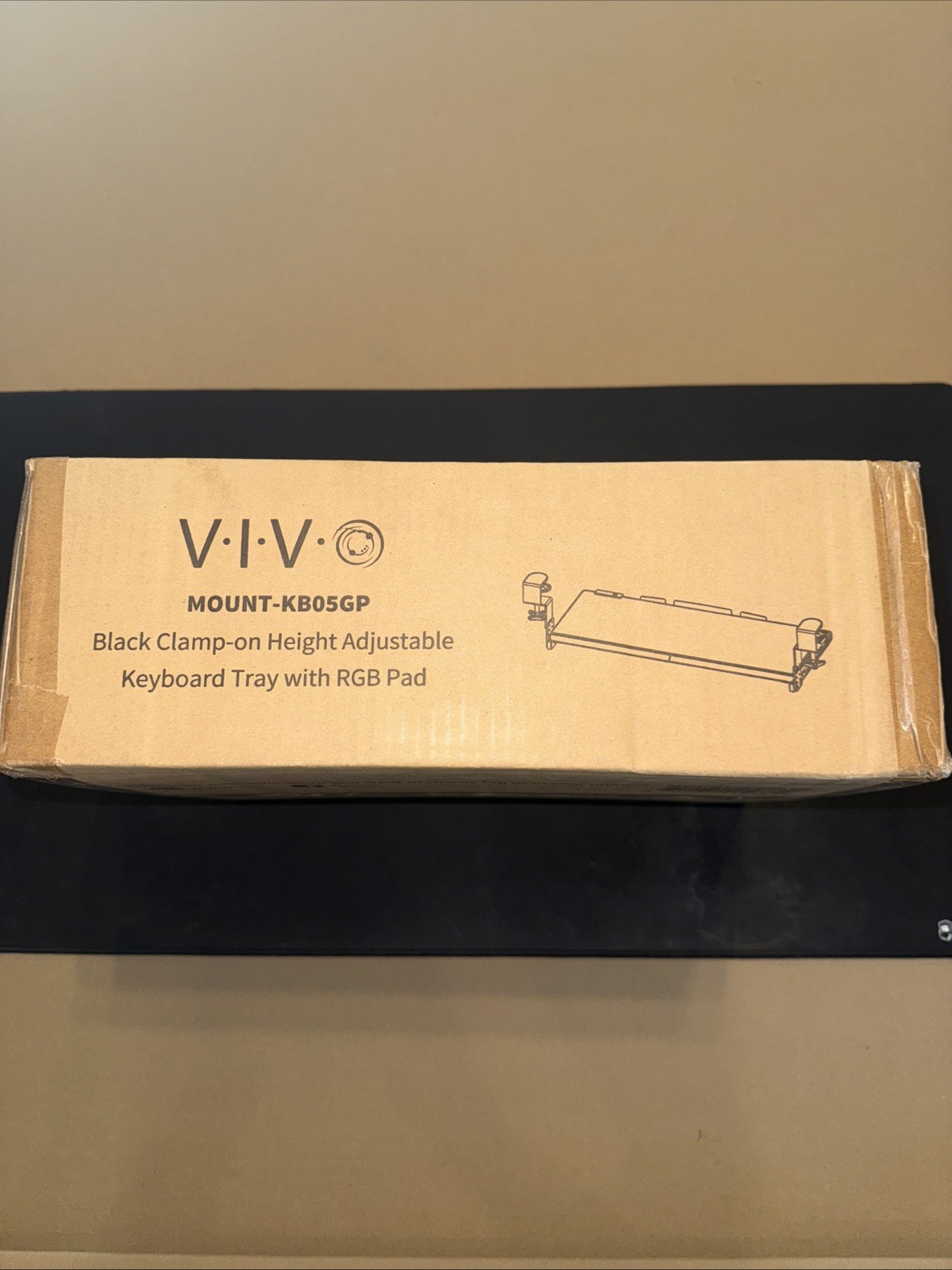 VIVO Mount-KB05GP Black Clamp-on Height Adjustable Keyboard Tray w RGB Pad (NEW)