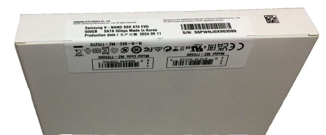 Samsung V-Nand SSD 870 EVO 500GB SATA 6Gbps, MZ-77E500, New