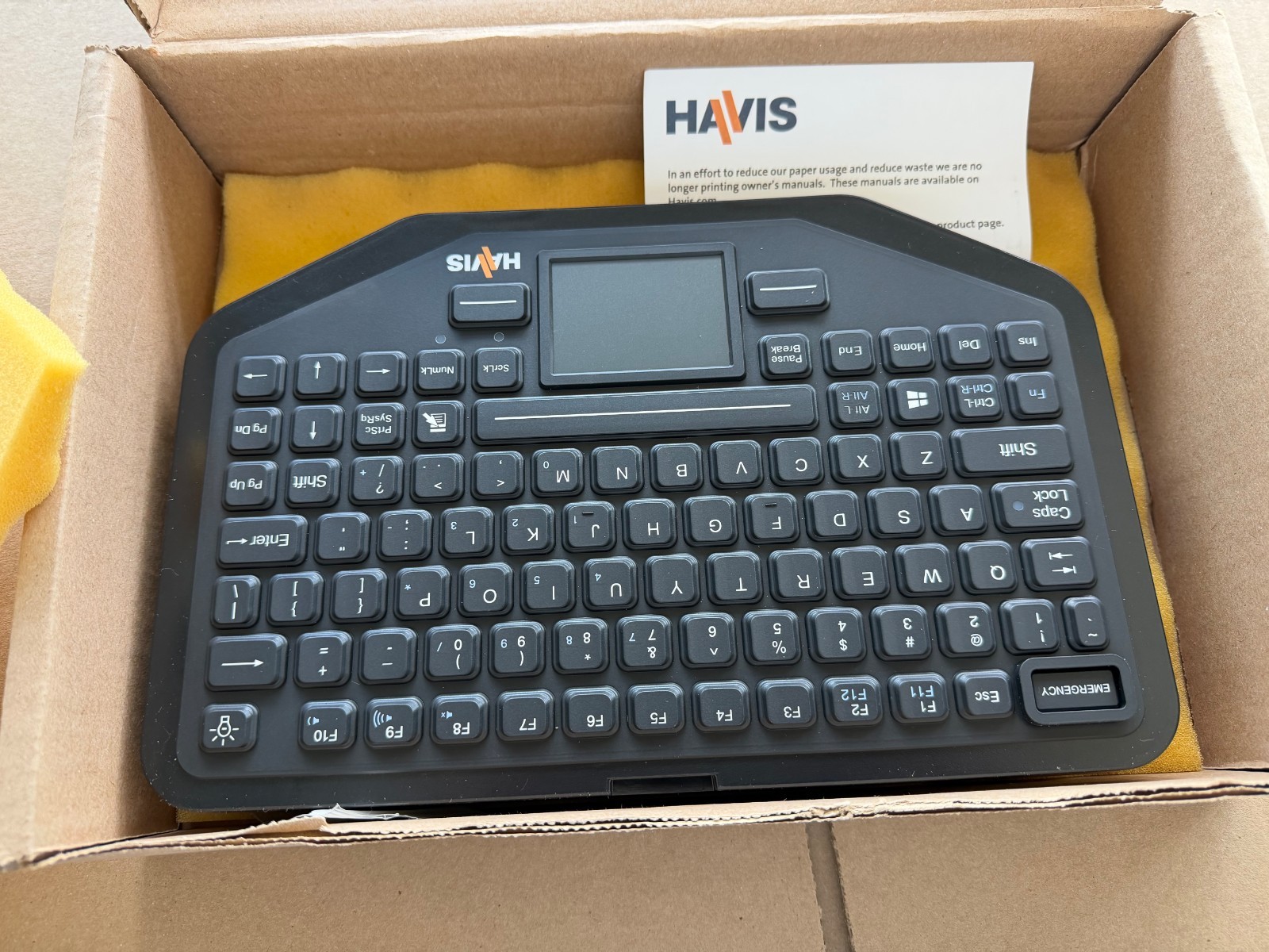 Havis Kb-108 Rugged Backlit Keyboard With Integrated Touch Pad