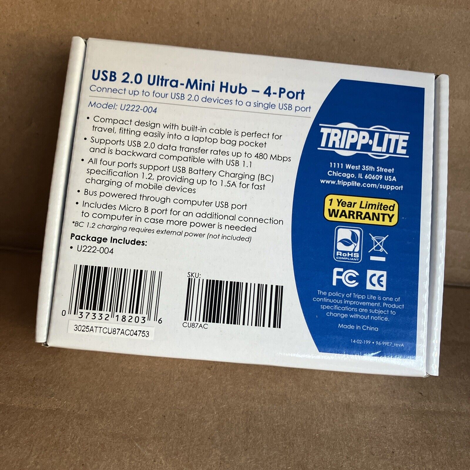 Tripp Lite 4-Port Ultra Mini USB2.0 Hub U222-004
