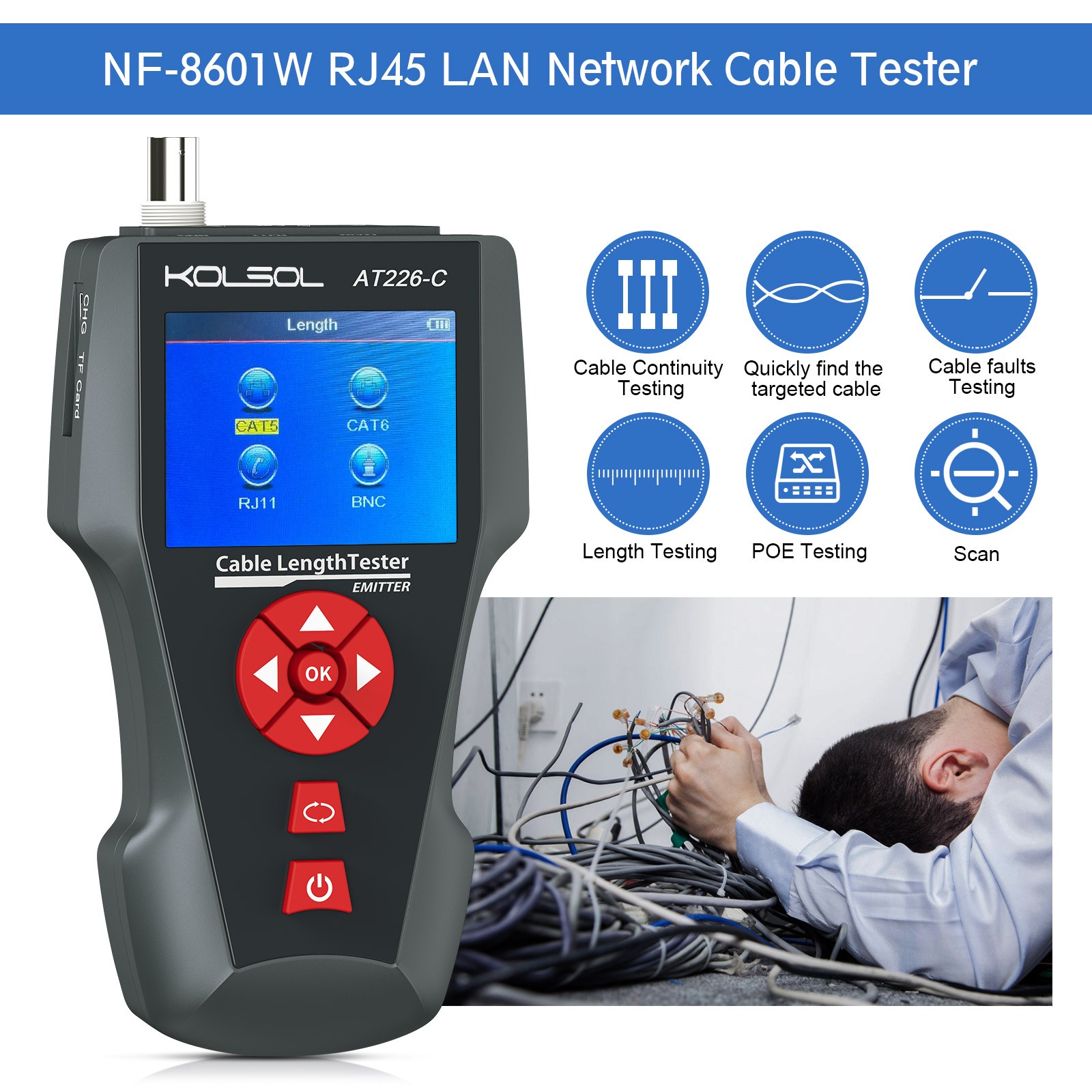 NF-8601W LAN Network Cable Tester UTP STP Diagnose Tone Tracer Tel. Wire Tracker