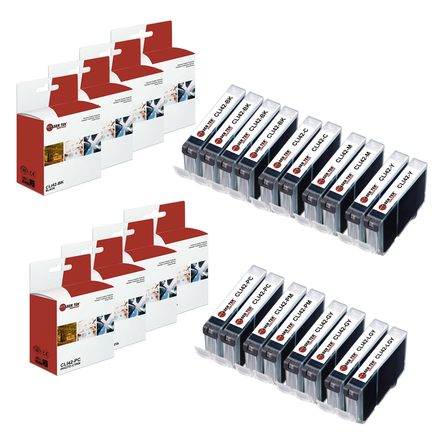 18Pk LTS CLI-42 BK/C/M/Y/PC/PM/GY/LGY HY Compatible for Canon Pixma PRO-100 Ink