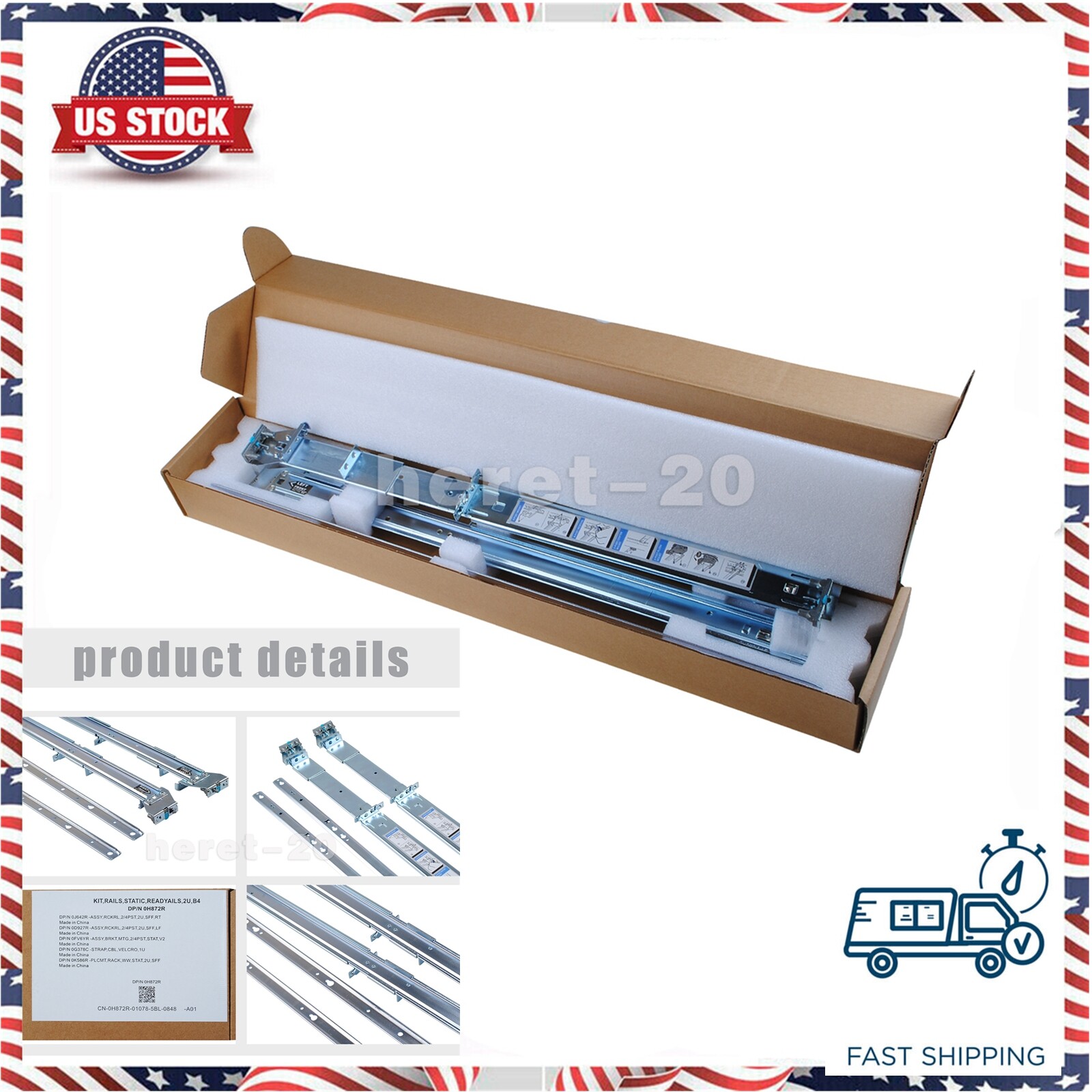 H872R D927R For Dell R510 R520 R720 R730 R740 R7525 R6525 2U ReadyRails Rail Kit