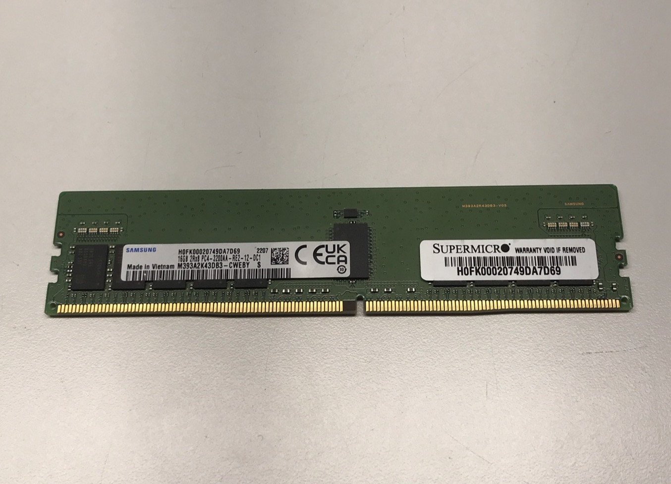 Samsung 16GB 2Rx8 PC4-3200AA M393A2K43DB3-CWEBY DDR4 ECC Memory