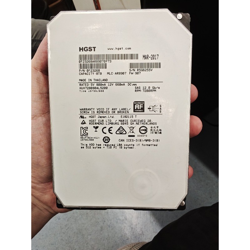 HGST HUH728080AL5200 8TB 3.5" SAS 12Gb/s 7200RPM Enterprise Server HDD90%+Health