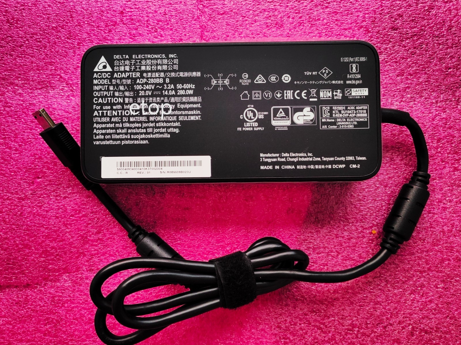 280W Delta 20V 14A For MSI MS-17K4 Raider GE76 12UGS-493 ADP-280BB B 100%Genuine