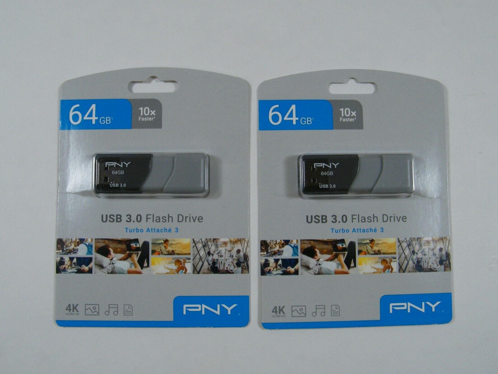 (2) PNY 64 GB USB 3.0 FLASH DRIVE NEW SEALED 4K