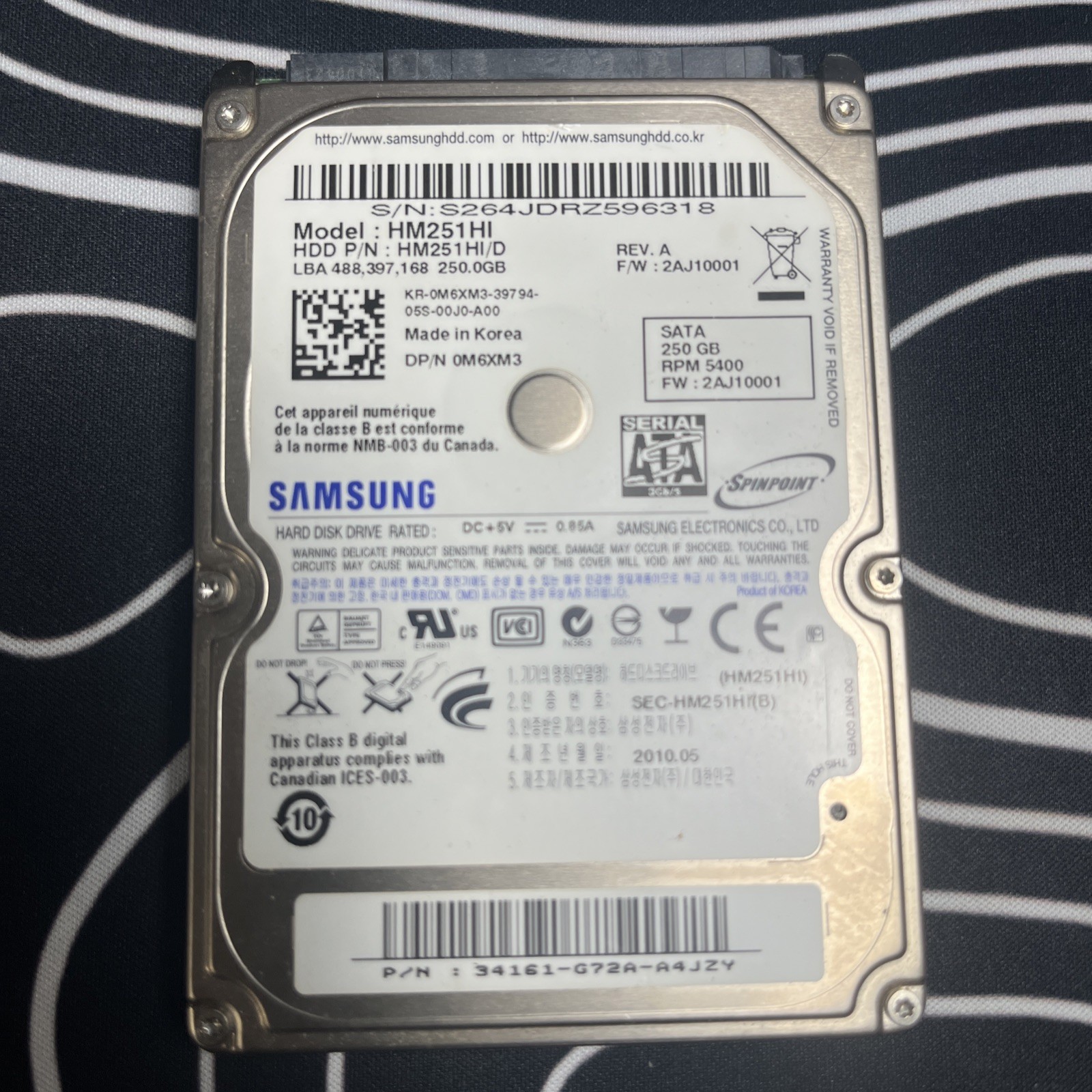 Samsung SpinPoint M7 250GB Internal 5400RPM 2.5" (HM251HI) HDD