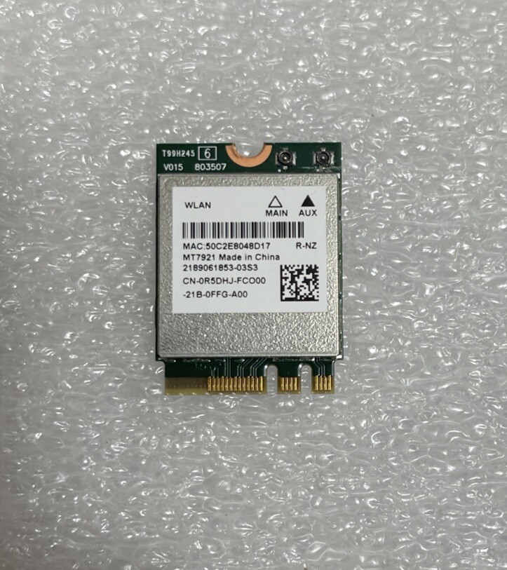 Dell OEM Mediatek MT7921 WiFi6 Wireless + Bluetooth 5.2 Card R5DHJ CN-0R5DHJ WS