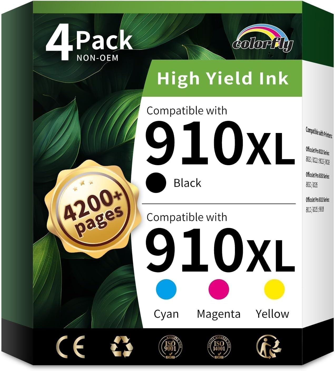 910XL Ink Cartridges 4 Pack for Replacement Jet Pro Office Jet 8010/8015/8015