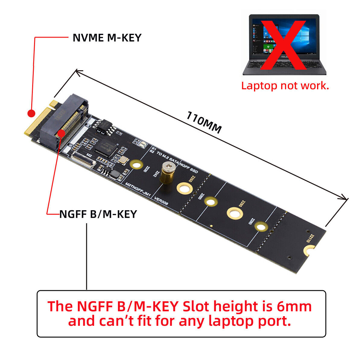 CABLECY SATA NGFF Key B+M SSD to NVME M-key Motherboard Desktop SSD Card