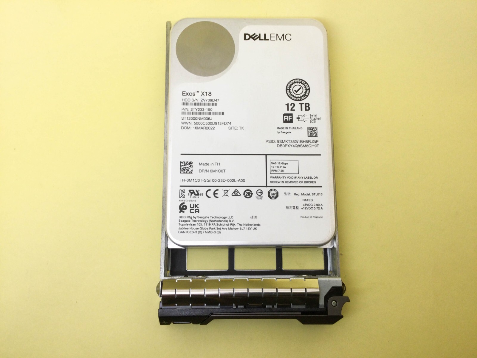 M1C0T DELL 12TB 7.2K NL SAS 12Gb/s 3.5" 512e HDD 0M1C0T ST12000NM006J