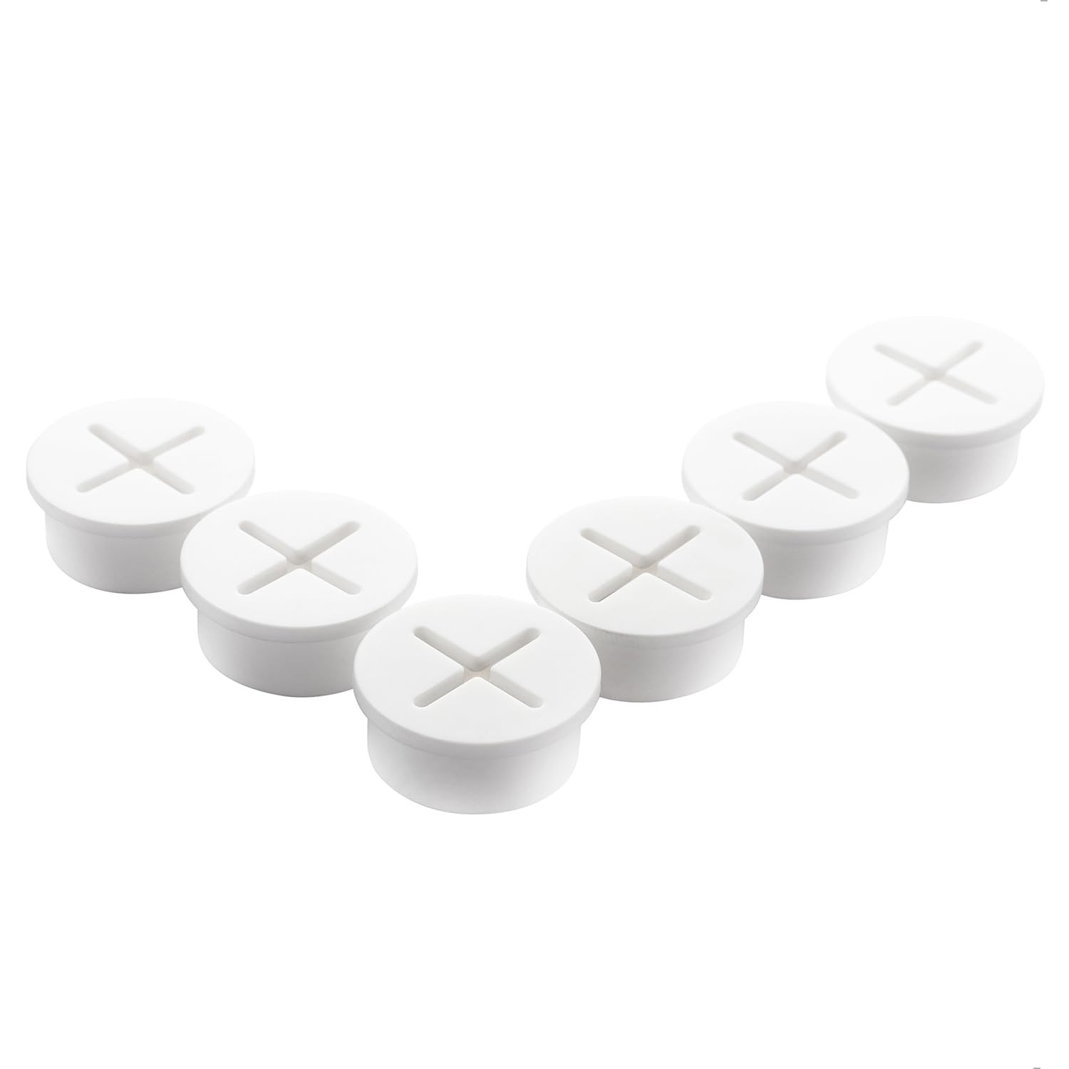 6 PCS Flexible Silicone Cable Grommet 1 Inch White