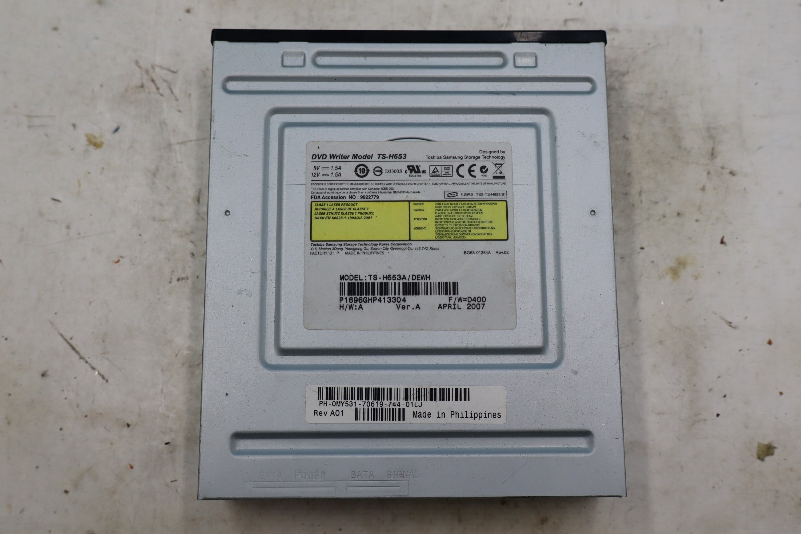 Toshiba Samsung TS-H653A/DEWH Internal DVD Writer Model TS-H653 Dell 0C234R
