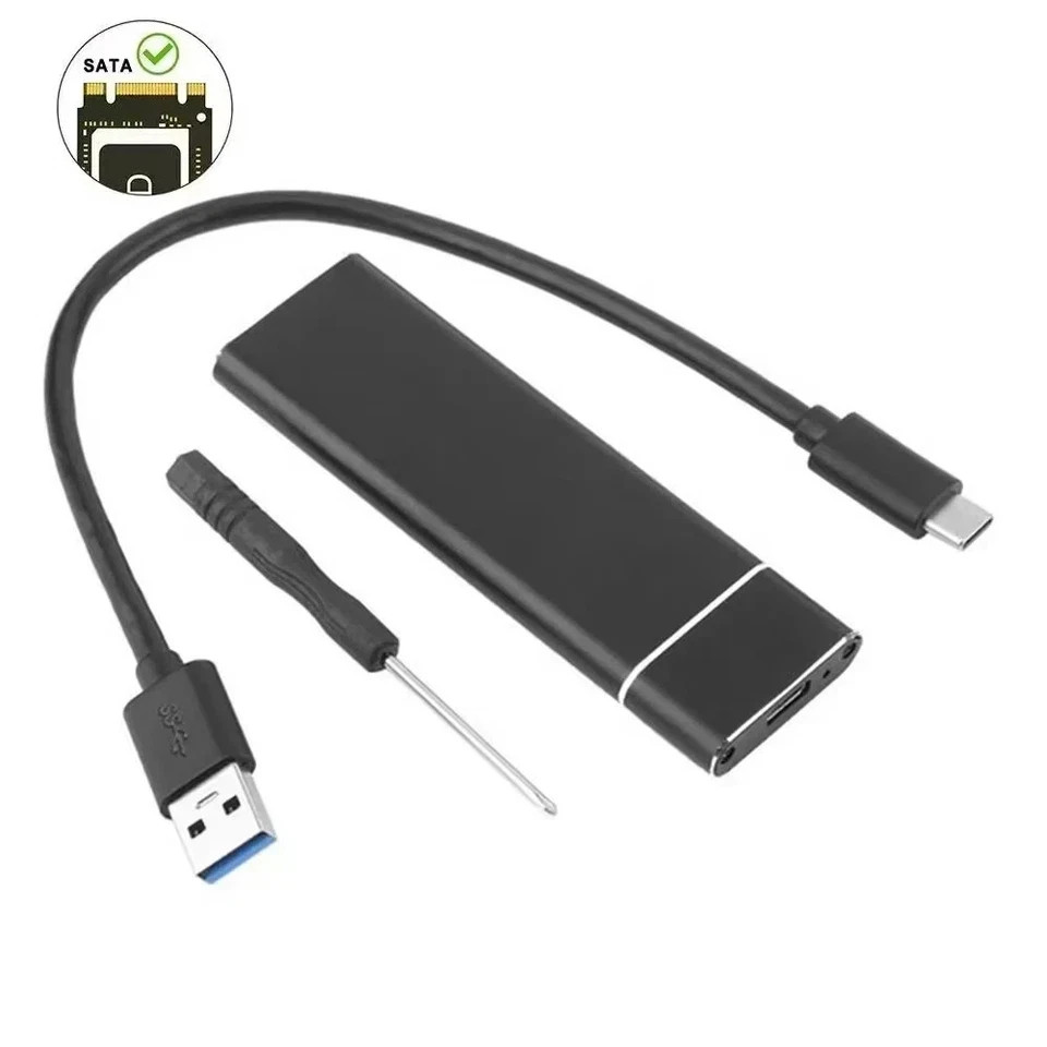 M.2 NVMe SATA SSD Enclosure 10Gbps USB C Case for M/B/B&M Key 2230–2280 2TB Max