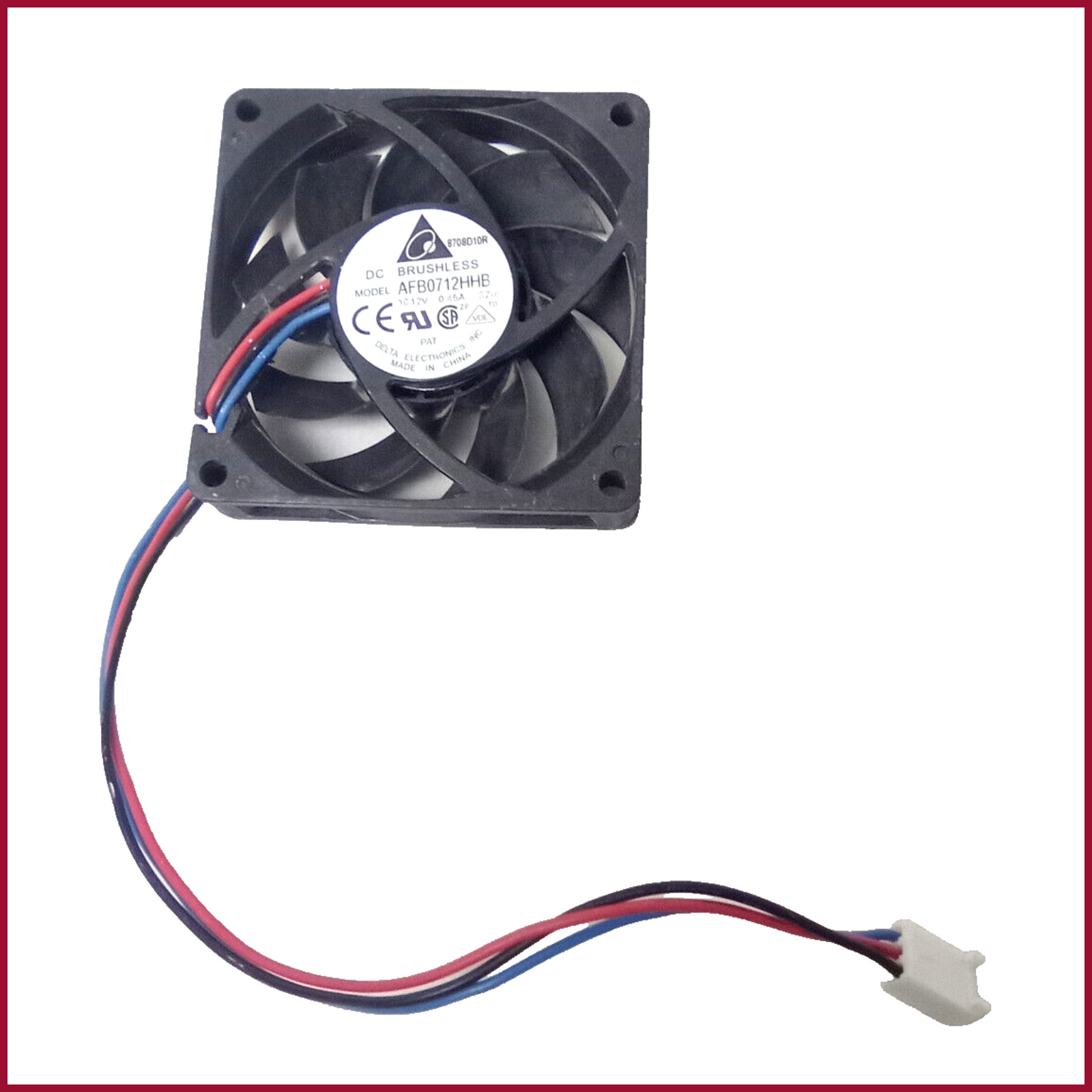 Cooling Fan 70mm x 15mm 12V 0.45A 3pin Connector Delta AFB0712HHB