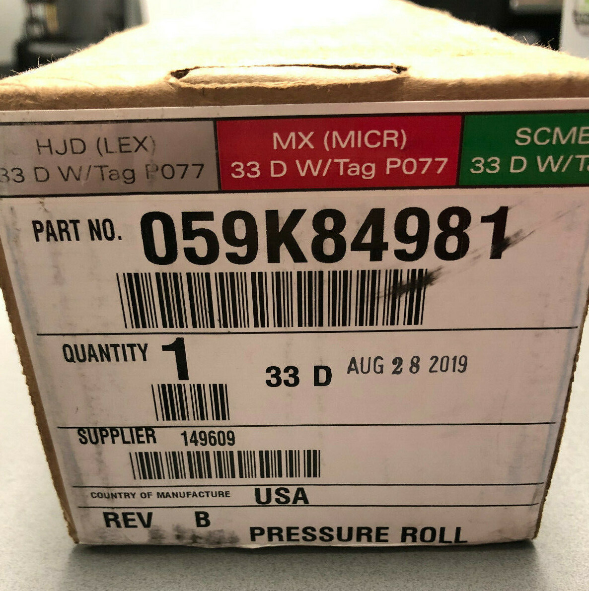 Genuine Xerox Nuvera 100DP / 288 / 200 / 314 / 144 / 157 / 120 Pressure Roller 