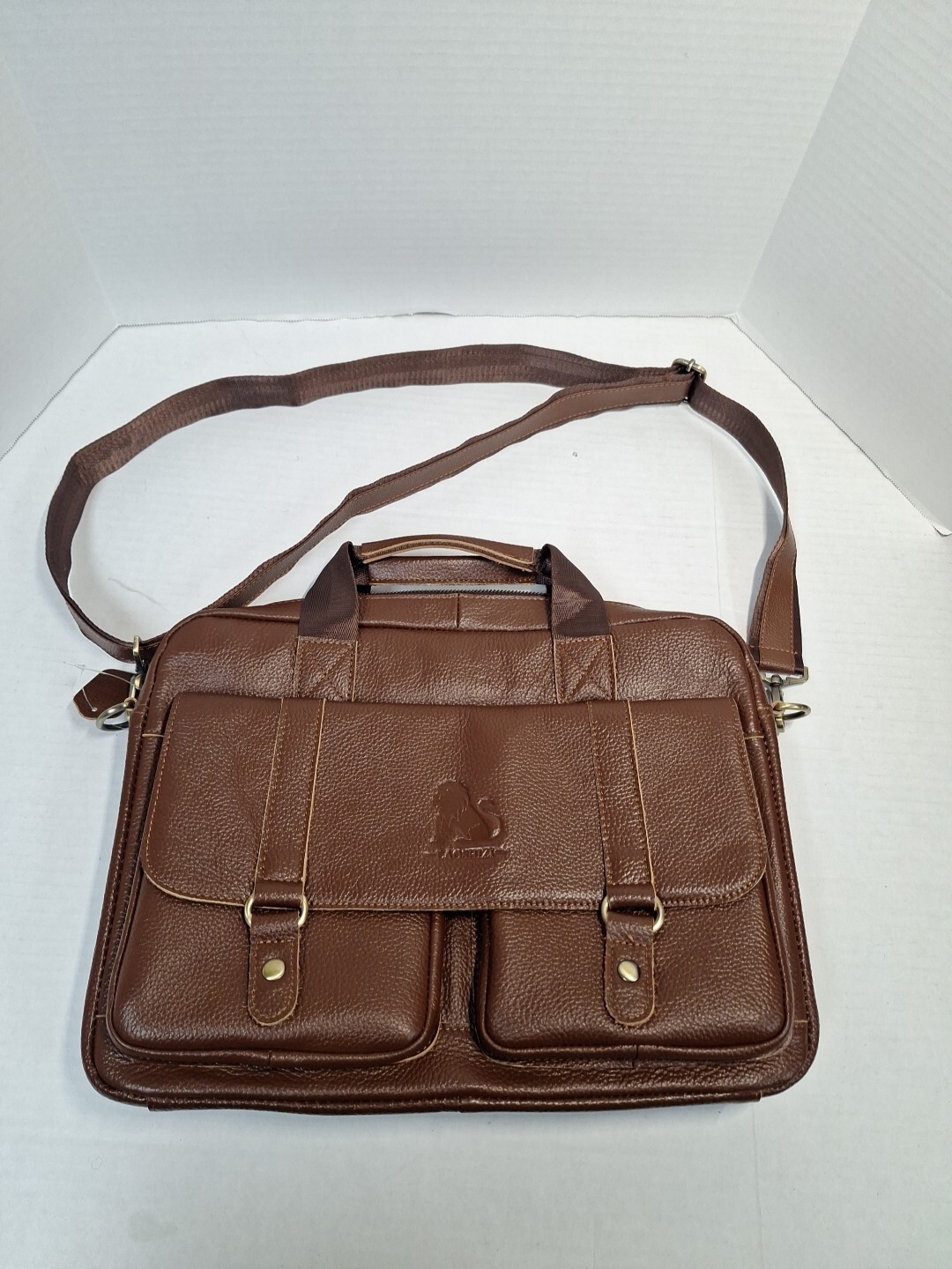 Laoshizi Messenger Bag Faux Leather Detachable Strap Pockets Large