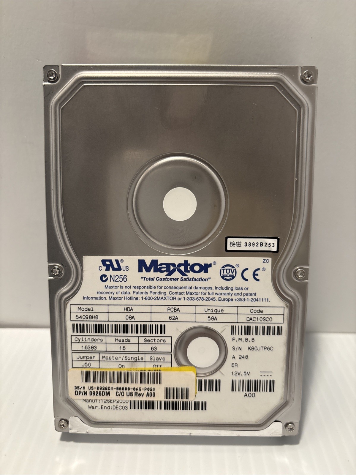 Maxtor 54098H8 Internal IDE Hard Drive