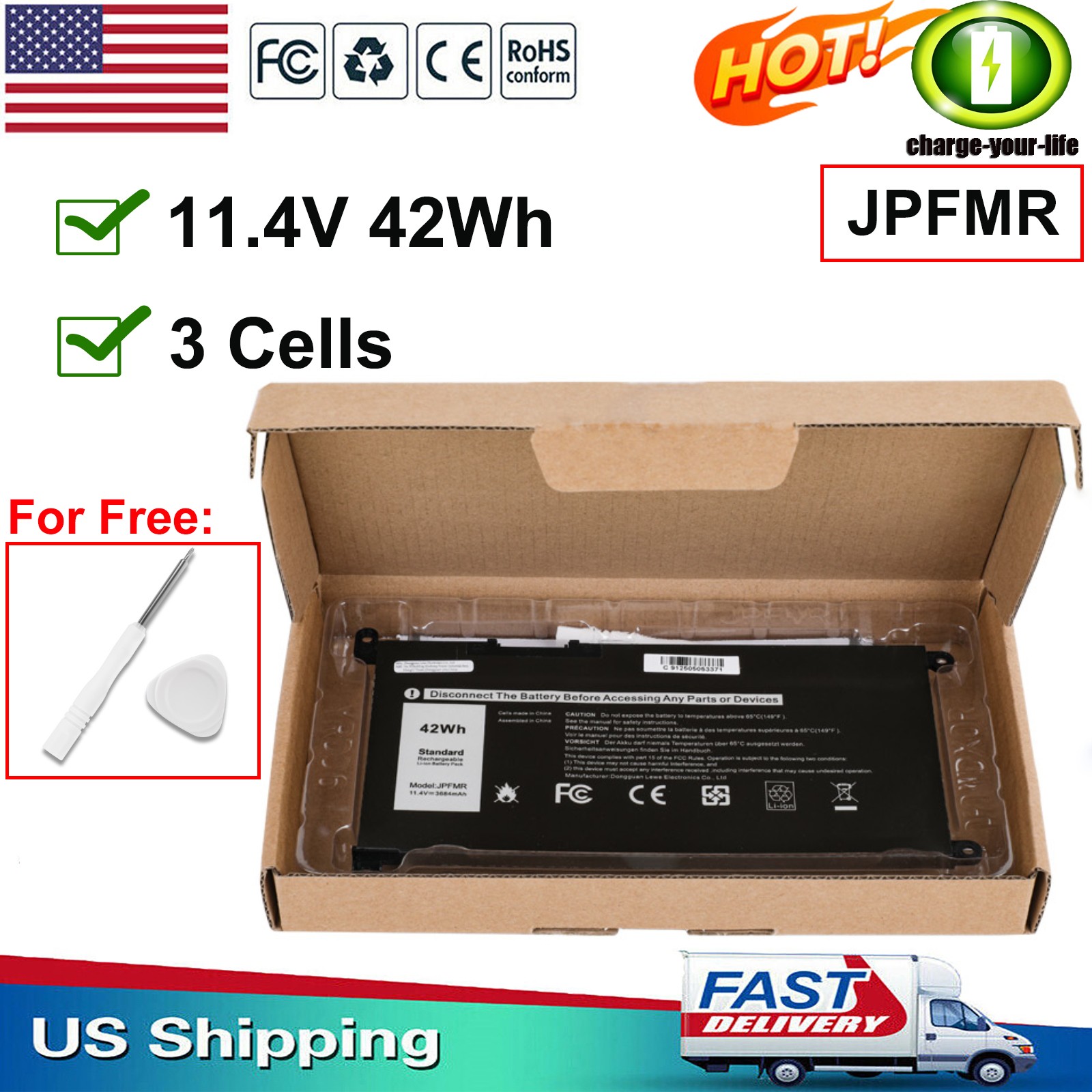 ✅LOT For Dell 42Wh JPFMR Battery for Chromebook 3100 3400 5488 5493 5593 Series