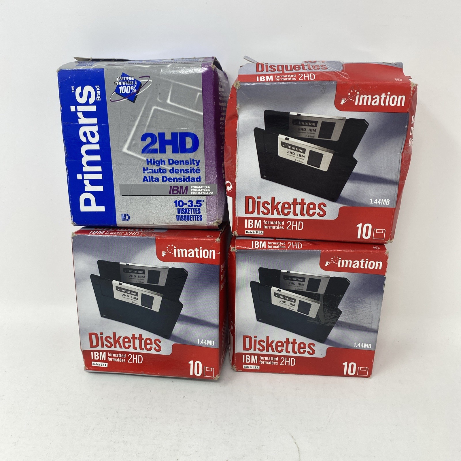 Lot of 4 Imation IBM Formatted 2HD Diskettes 3.5" Floppy Disks 1.44MB 10-Count