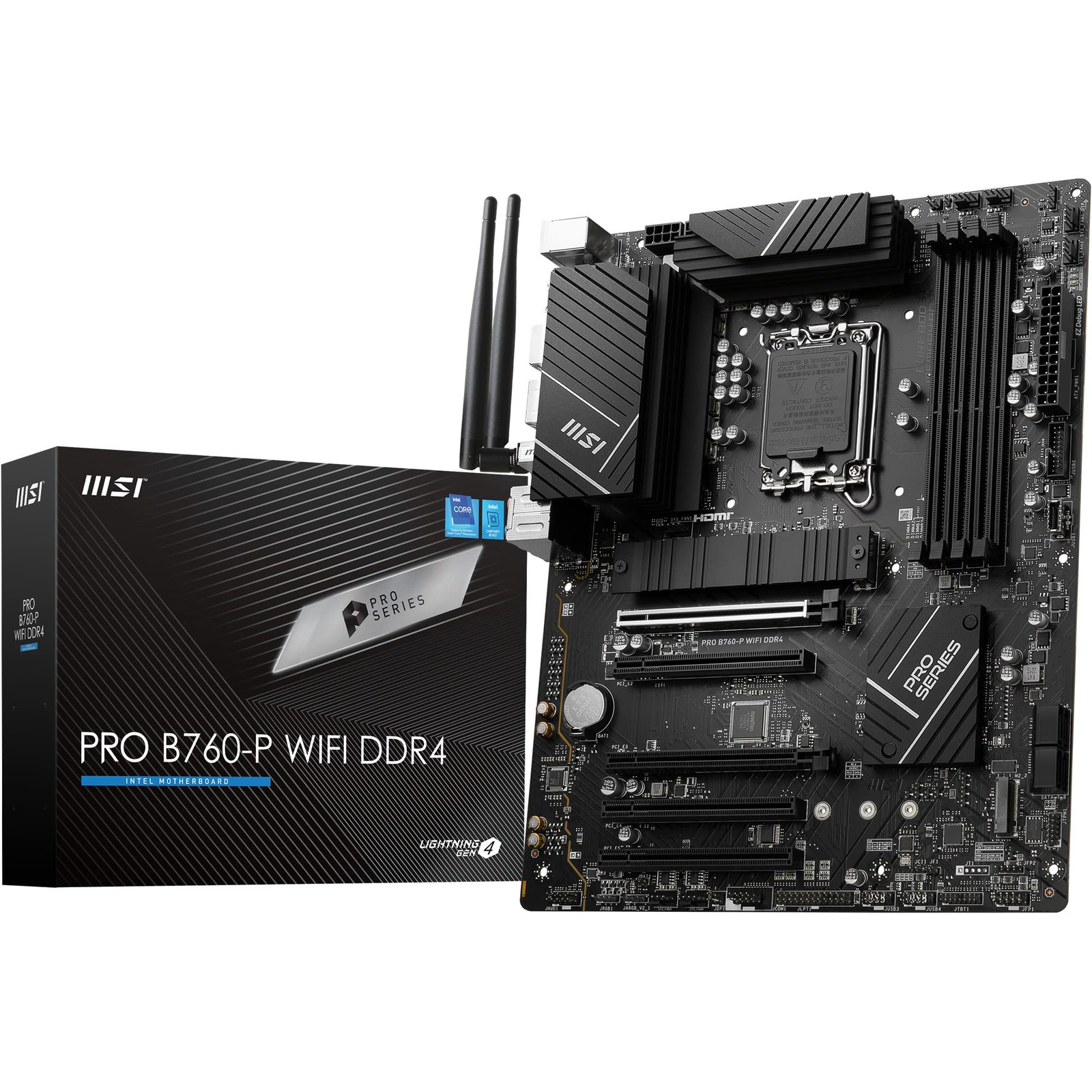 MSI PRO B760-P WiFi DDR4 ATX Motherboard, 4X DDR4~128GB, 5X PCI-E x16, 2X...