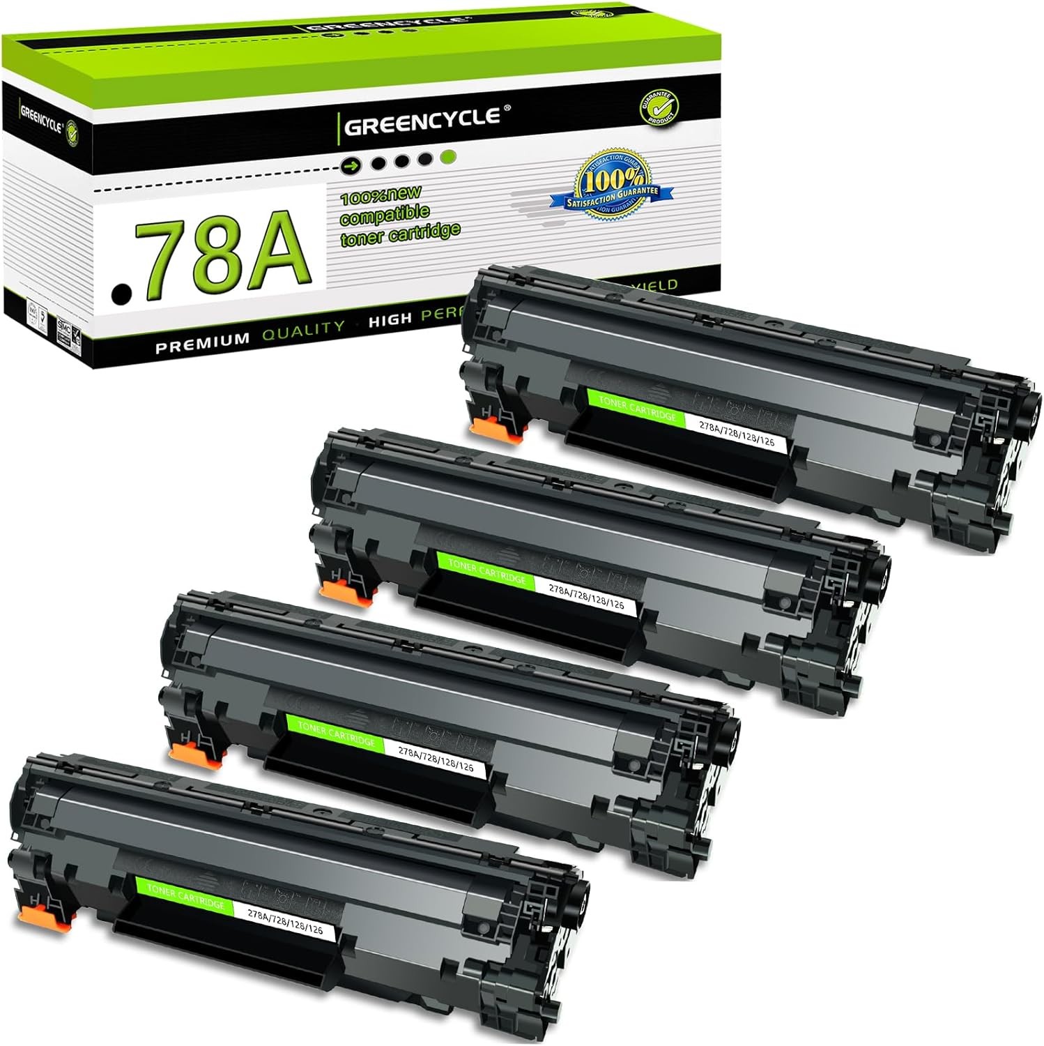GREENCYCLE 4PK CE278A 78A Toner Cartridge Fits for HP LaserJet M1536dnf P1606dn