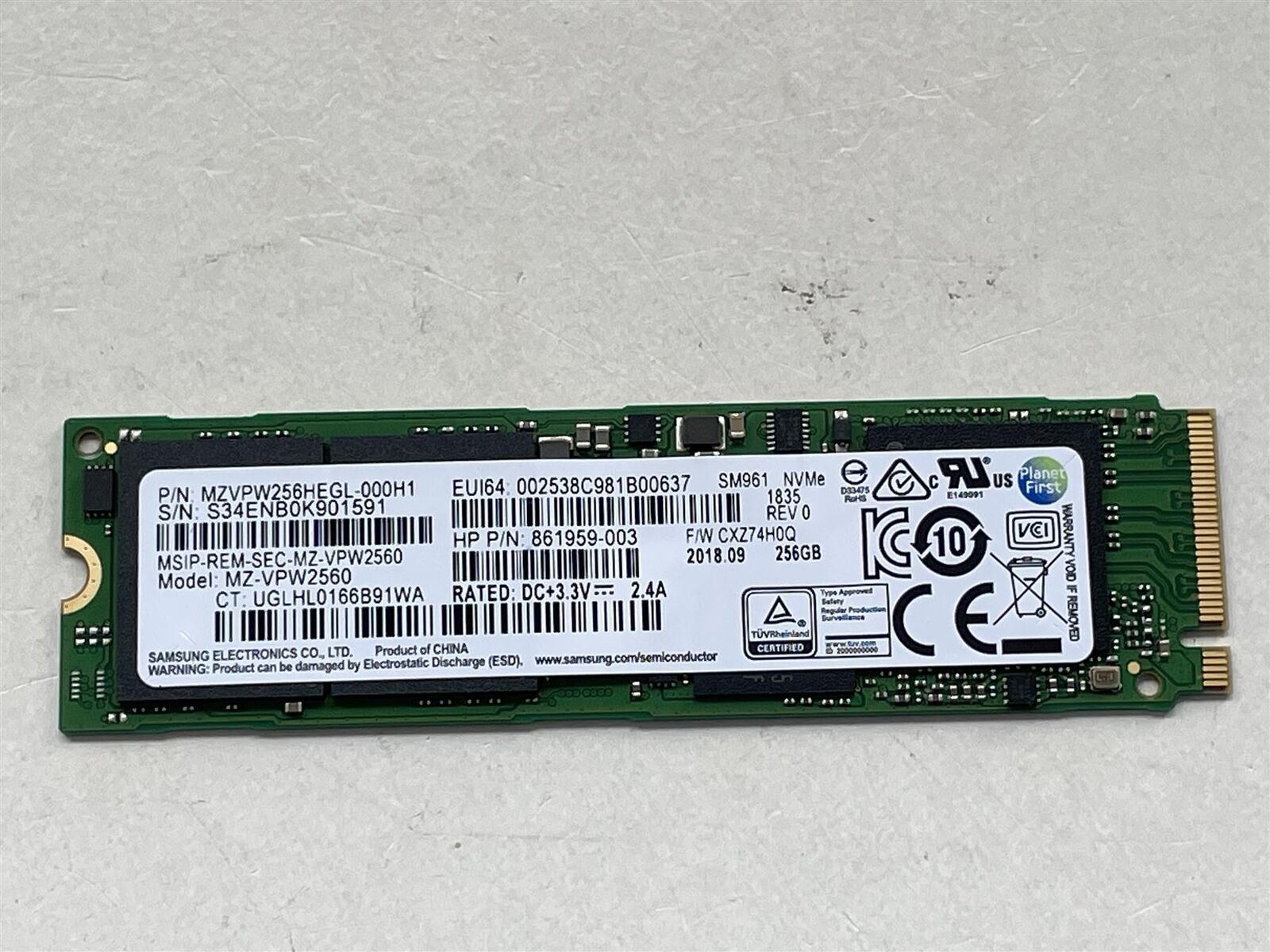 For HP 922256-001 Samsung MZ-VPW2560 256GB SM961 NVMe m.2 SSD Solid State Drive