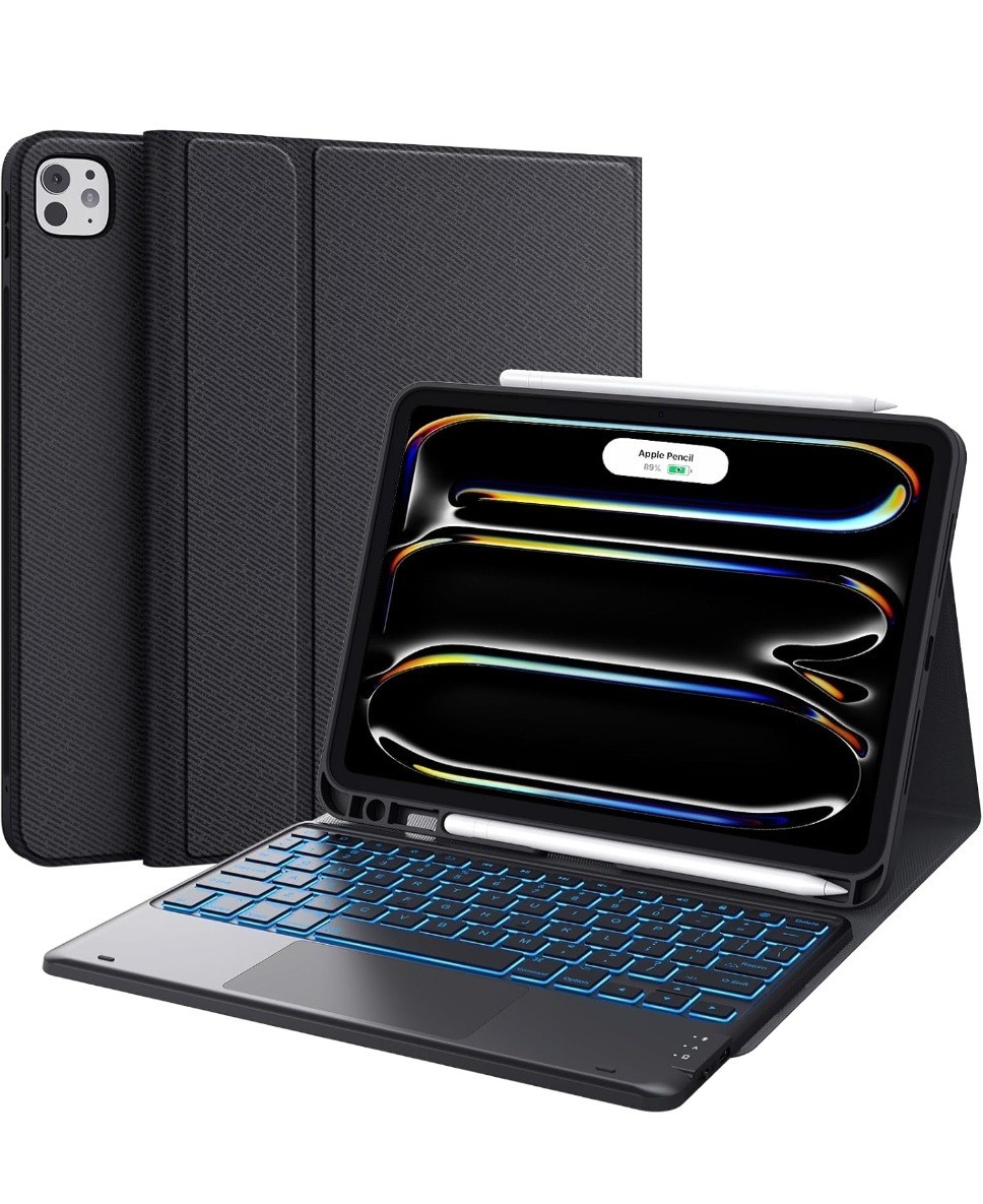 CHESONA for iPad Pro 11 Inch Case iPad Air 4/5th Gen w/ Touchpad Keyboard Black