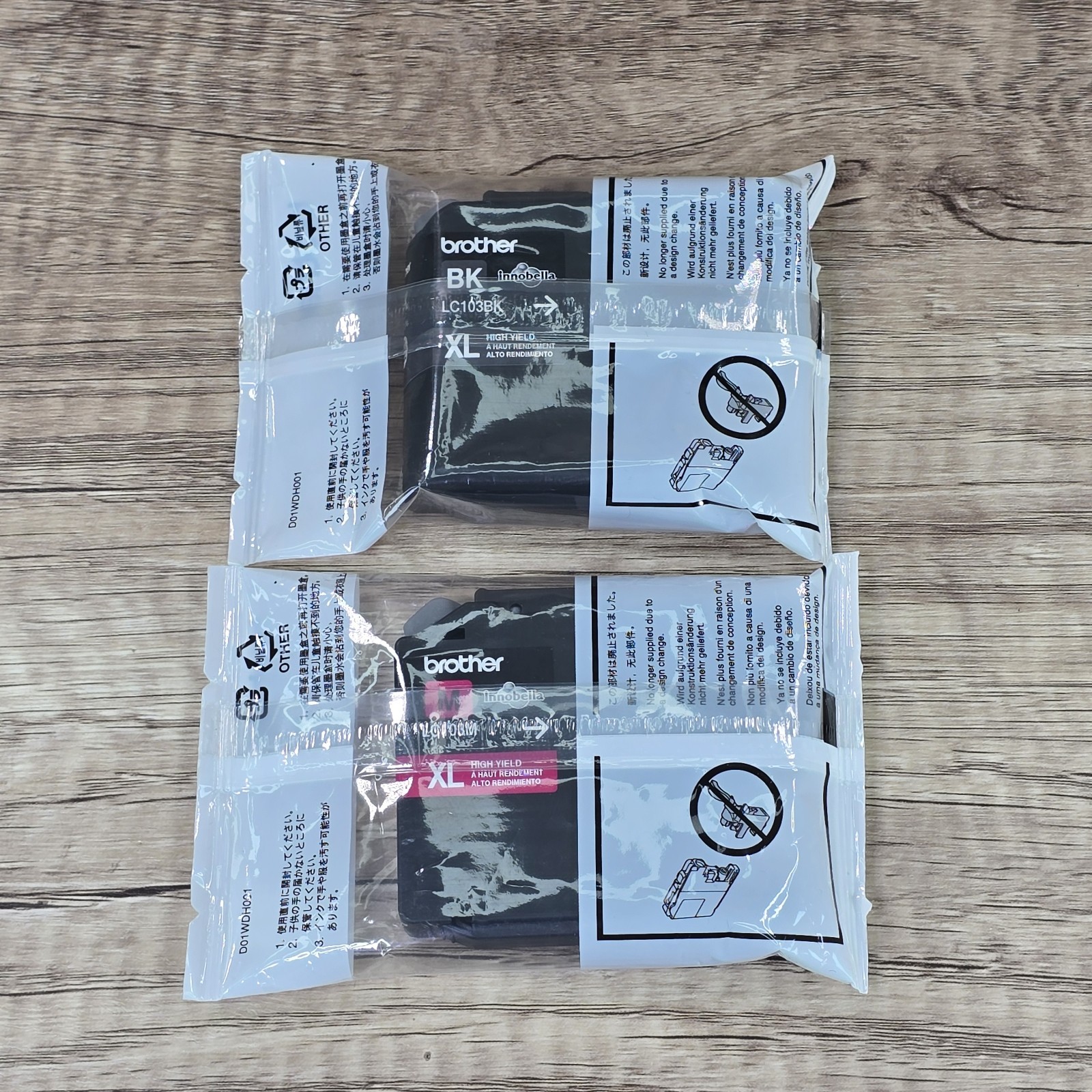 Brother LC103BK XL Black LC103M XL Magenta High-Yield Ink Cartridges Open Box 
