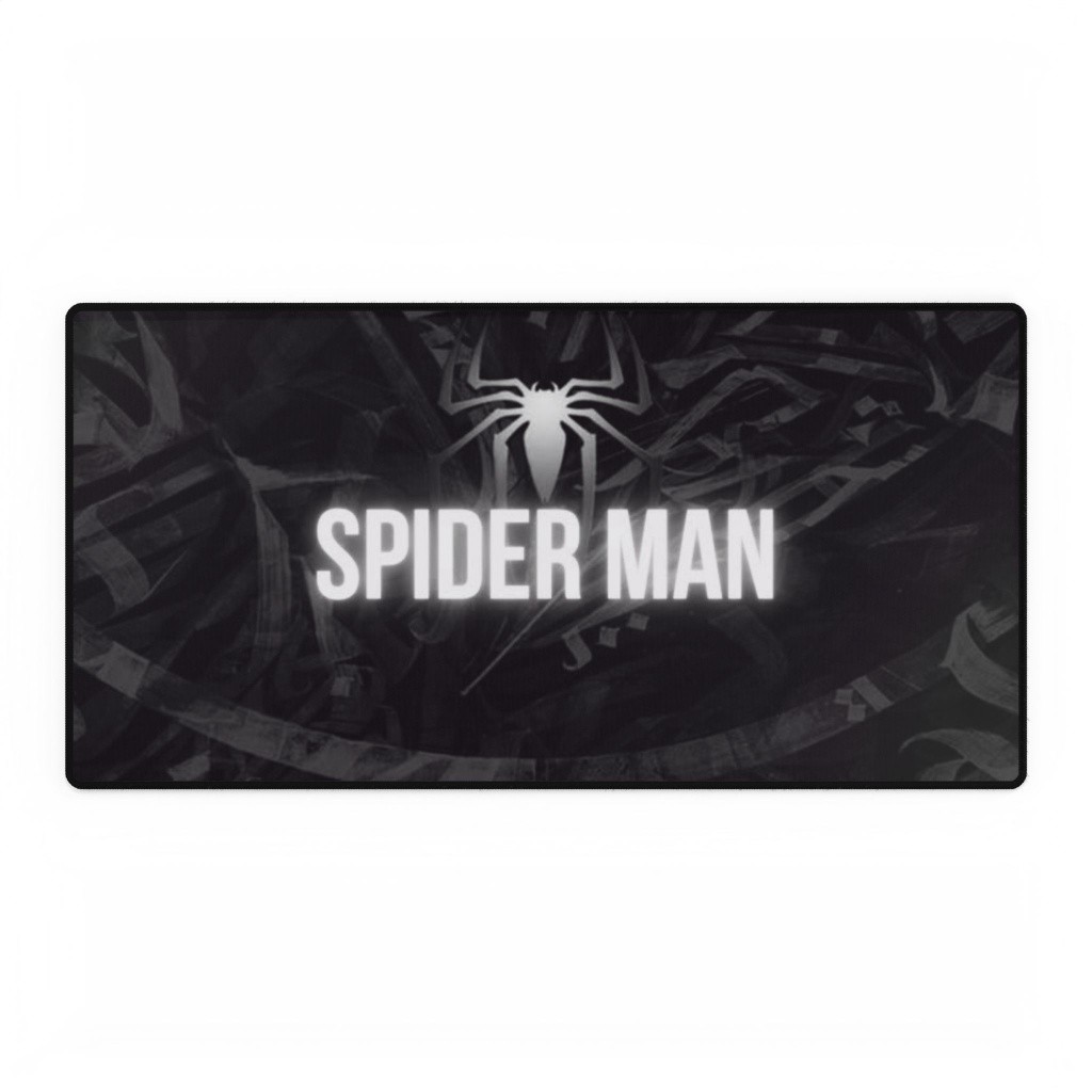 Marvel Spider-Man White Logo Symbol Black Background Mouse Pad Desk Mats