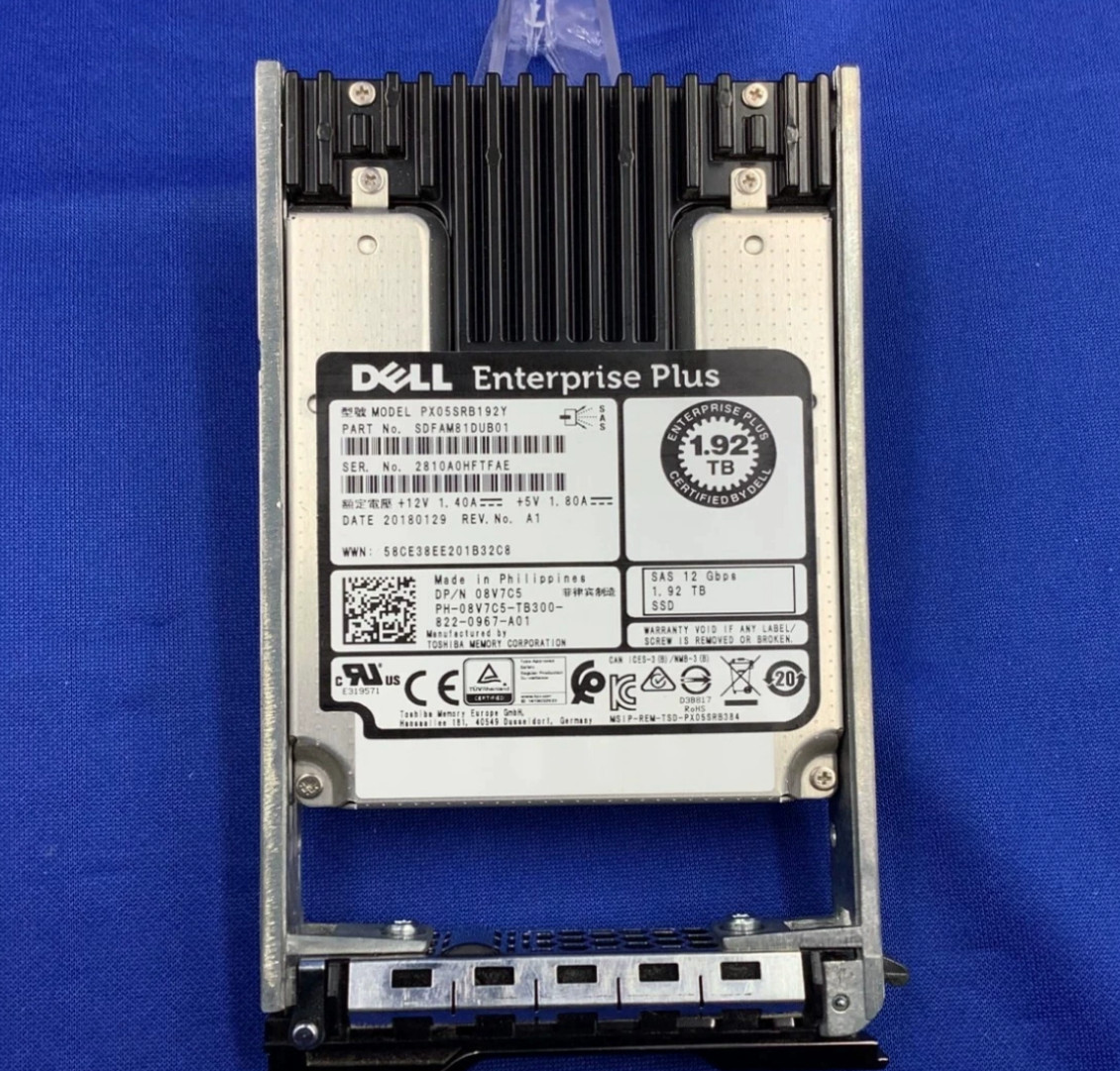 8V7C5 08V7C5 FOR Dell Compellent 1.92TB SAS 12Gb/s 2.5'' SSD PX05SRB192Y