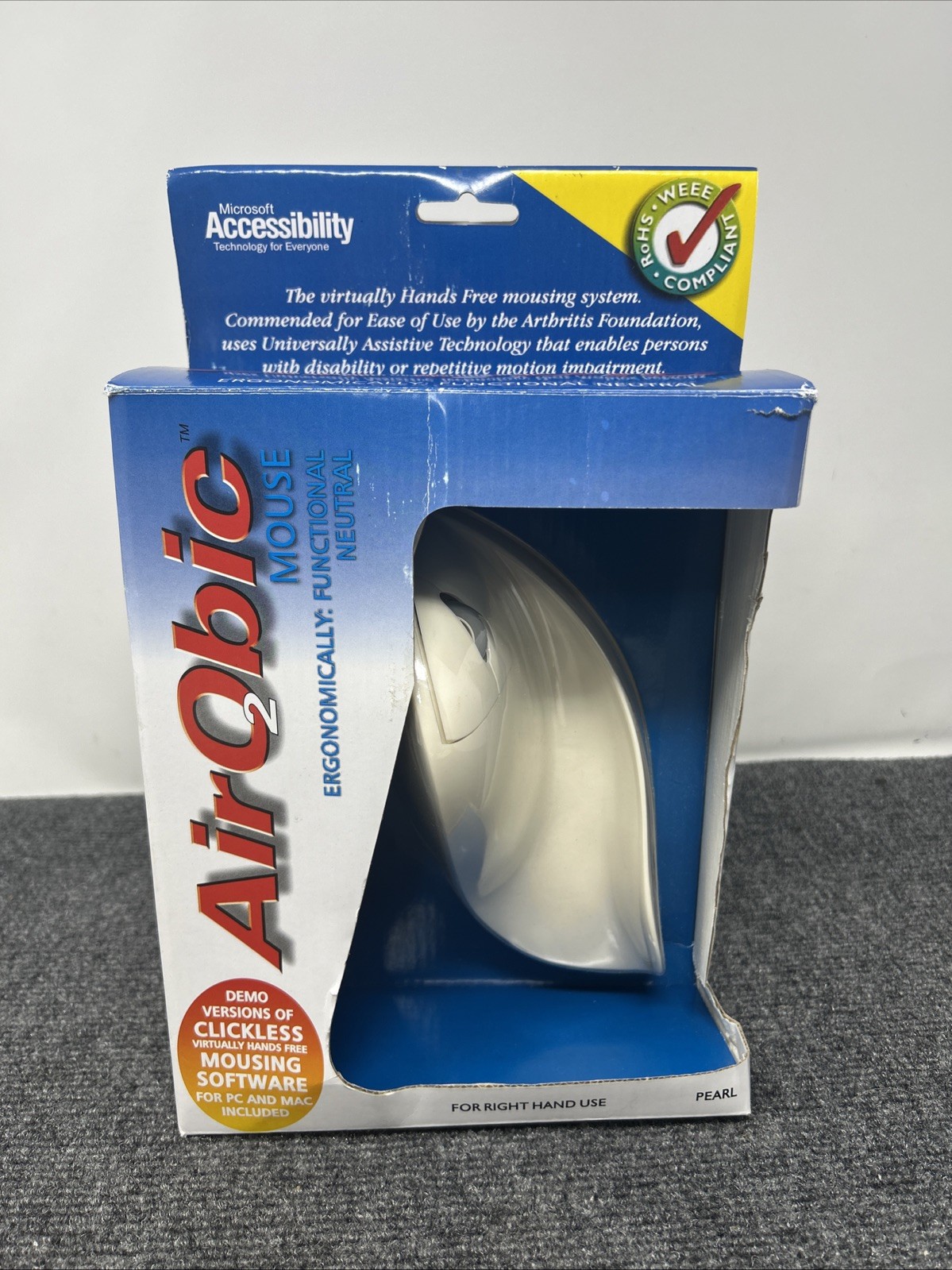 NIB AirObic 2 Computer Ergonomically Functional Neutral RH Mouse Pearl