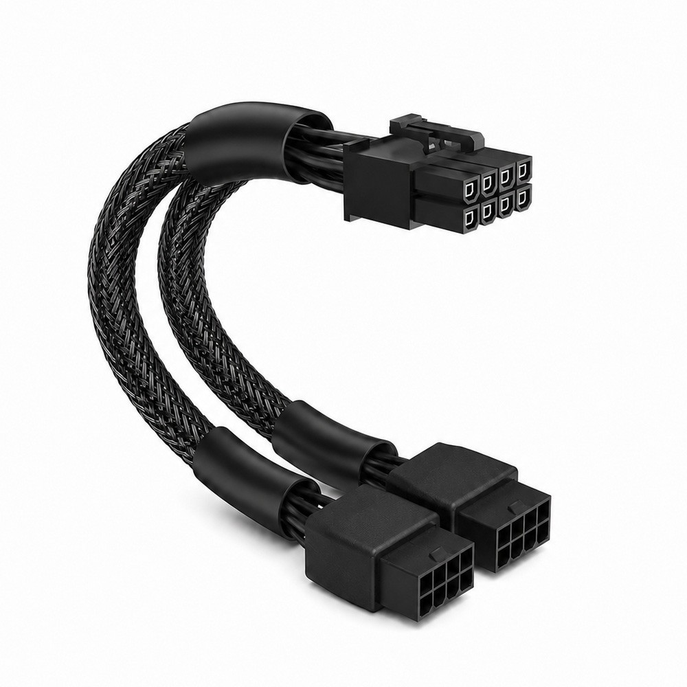 CPU 8 Pin Male to Dual PCIe 8 Pin Female Adapter PCI Express GPU Adapter Cable