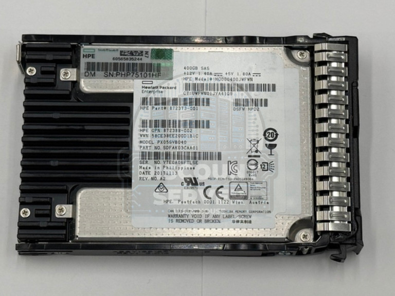 HPE 400GB SSD SAS 12G MLC MU 2.5in PX05SVB040 872373-001 w/ Tray Grade C 80%-89%