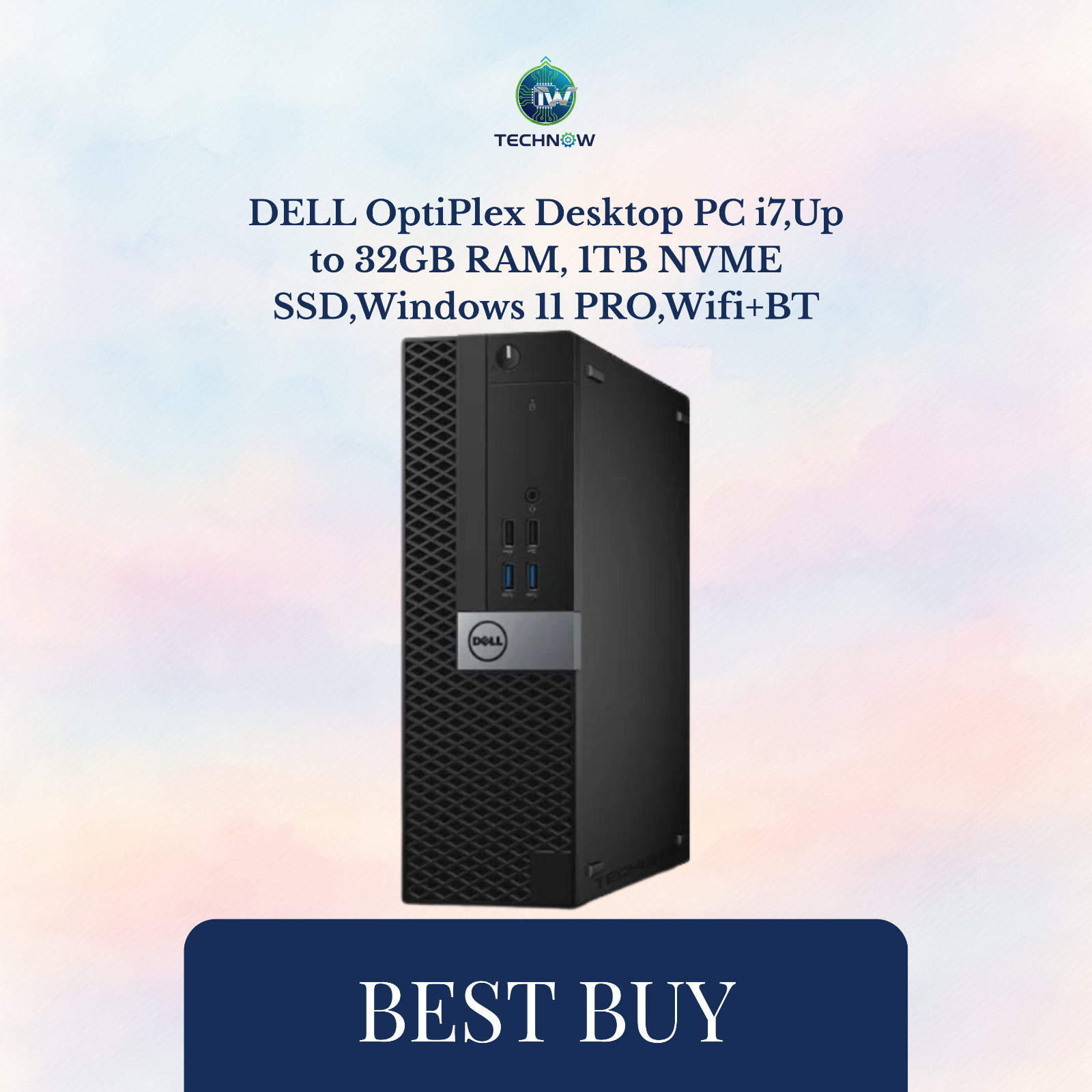DELL OptiPlex Desktop PC i7,Up to 32GB RAM, 1TB NVME SSD,Windows 11 PRO,Wifi+BT