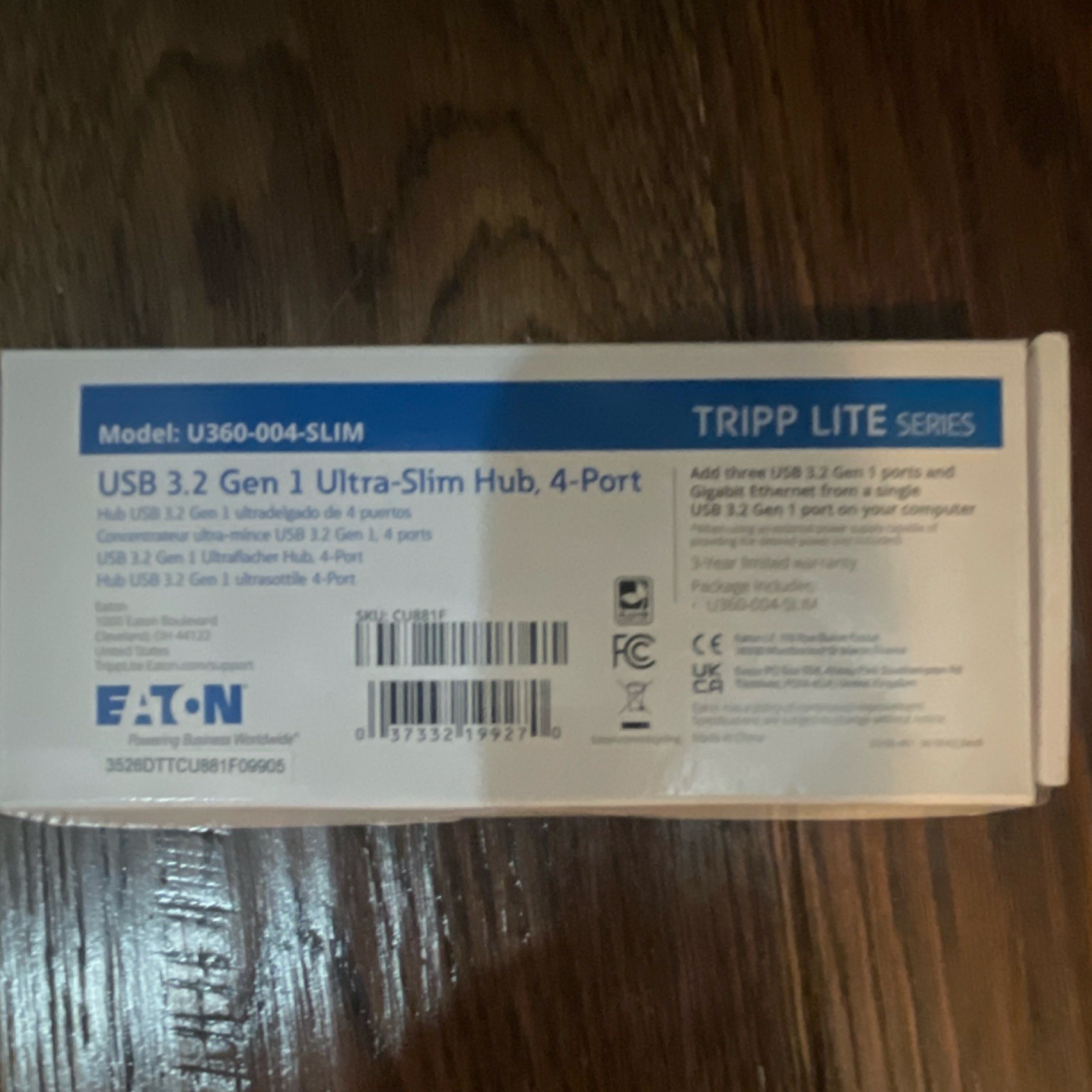 Eaton Tripp Lite USB 3.2 Gen 1 Ultra-Slim 4-Port Hub Black U360-004-SLIM