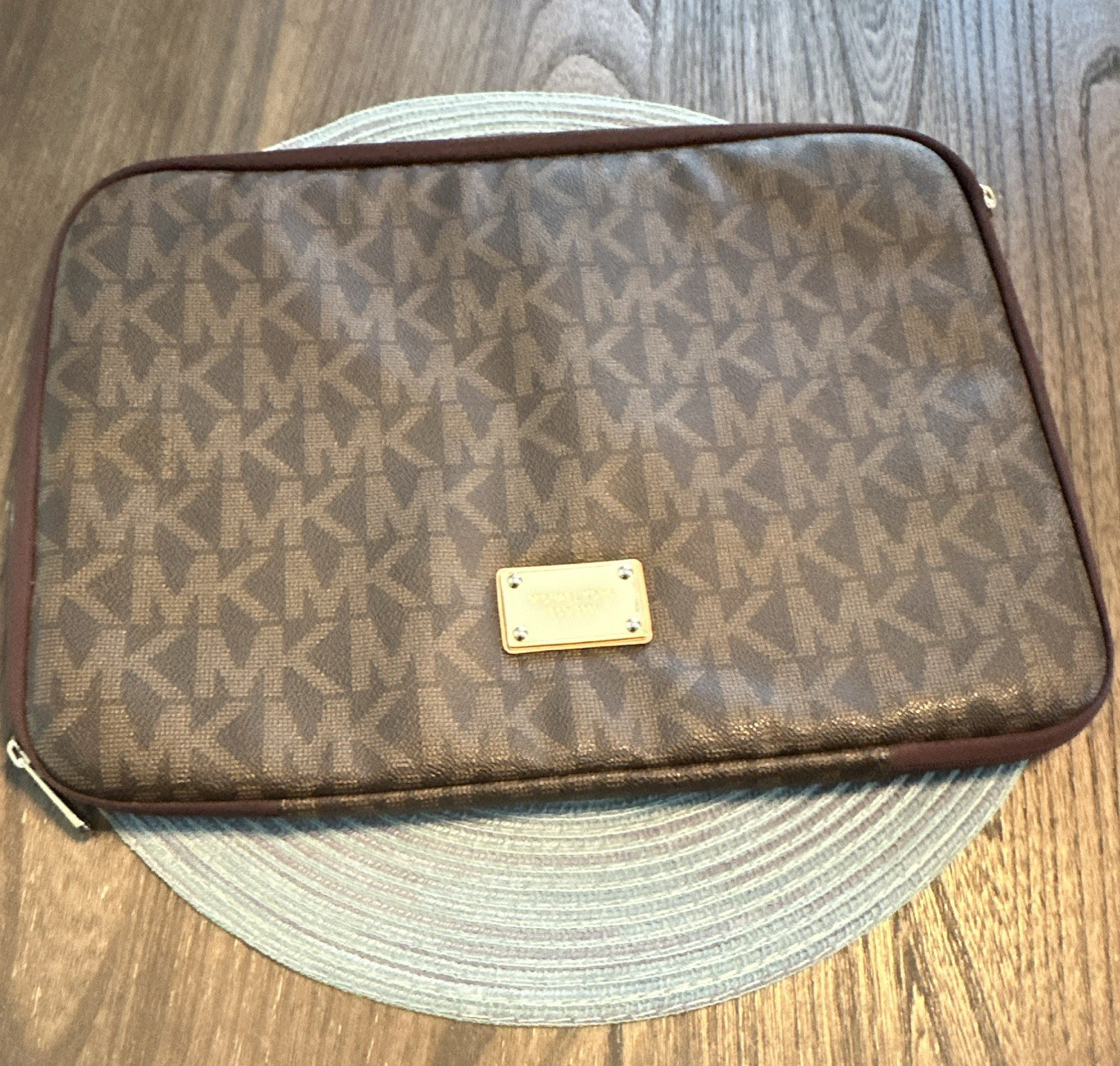 Michael Kors Brown MK Logo PVC Zipper Sleeve Case for 13 in Laptopcan